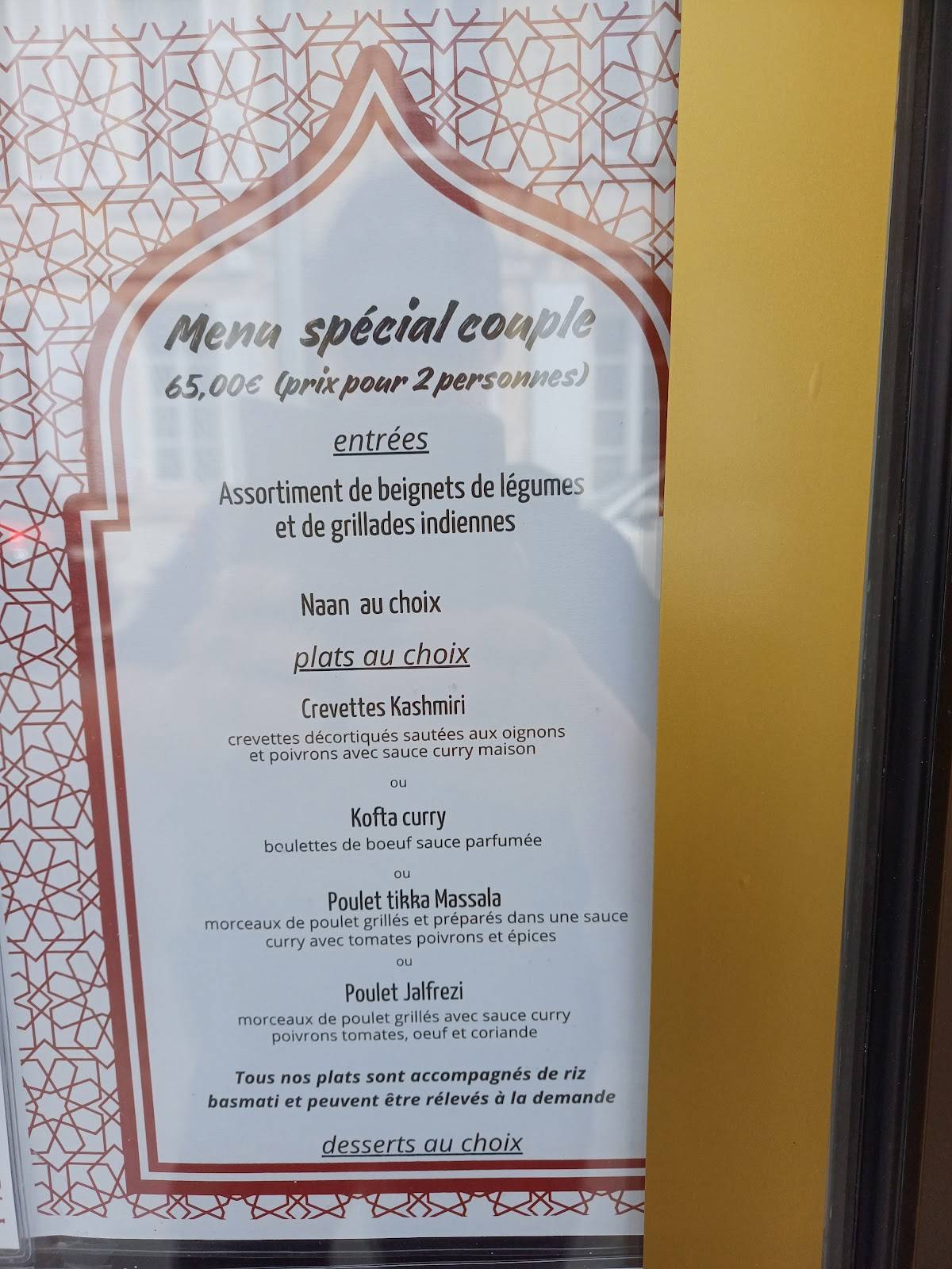 Menu de Le Maharaja