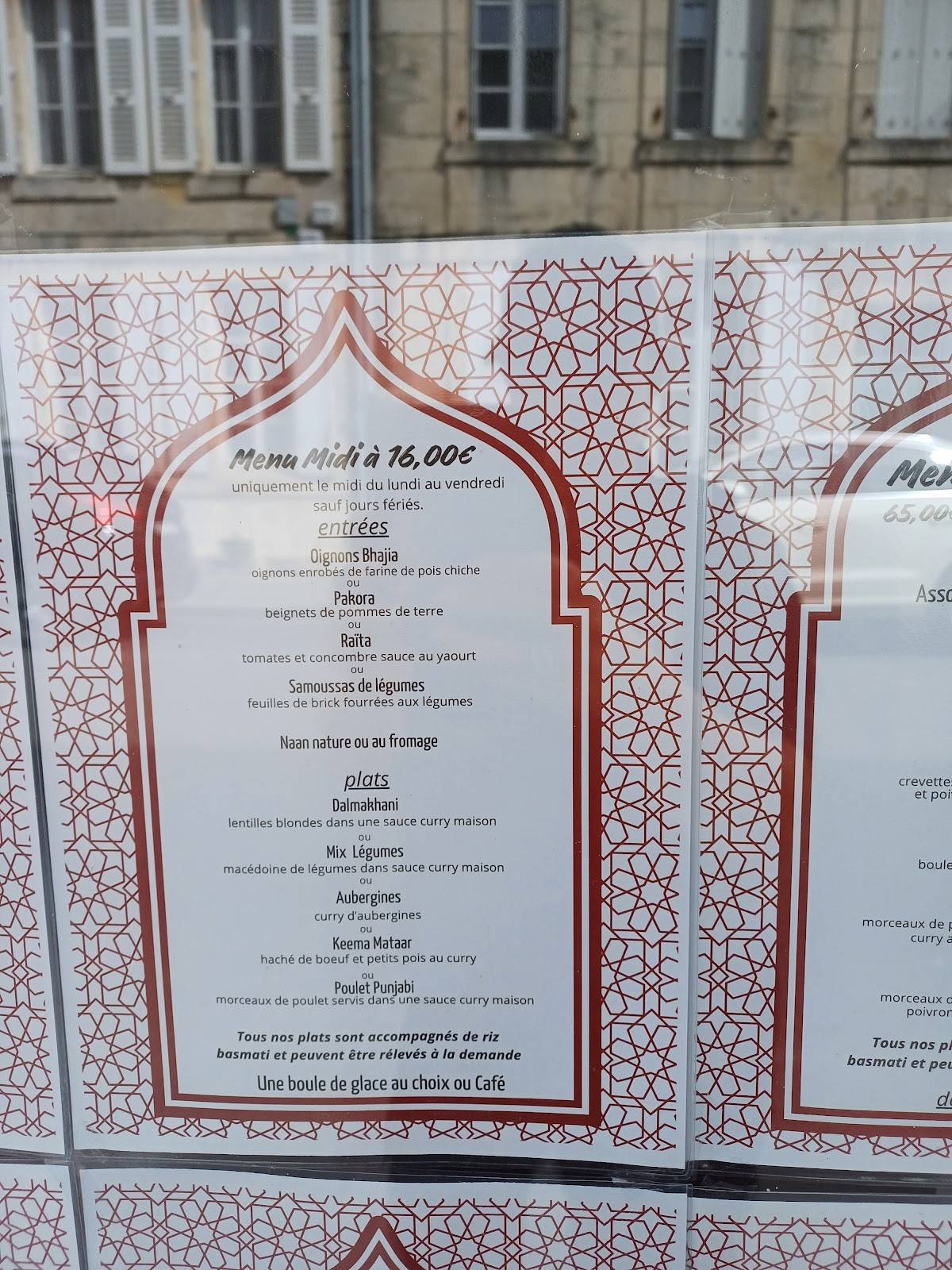 Menu de Le Maharaja