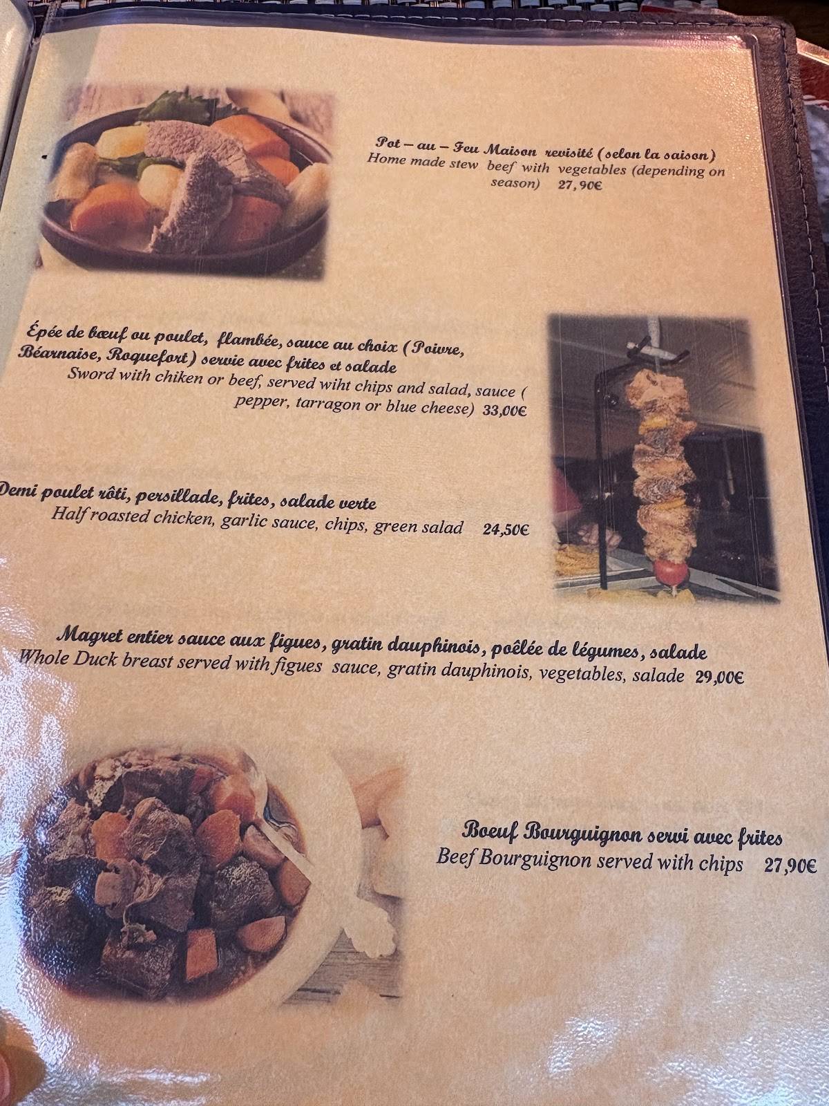 Menu de Brasserie Le National