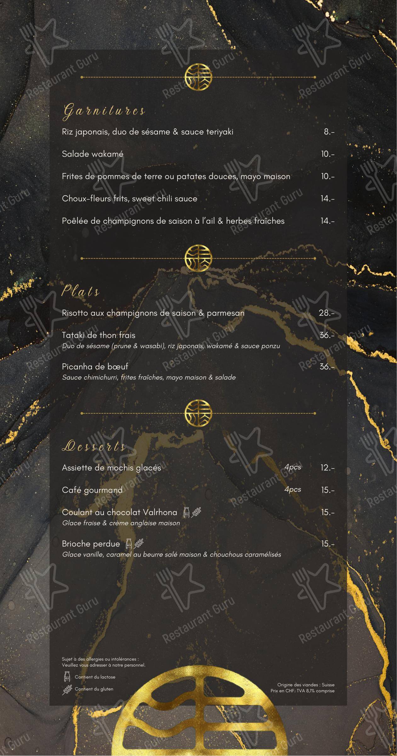 Le Pandore dans Genève - Menu