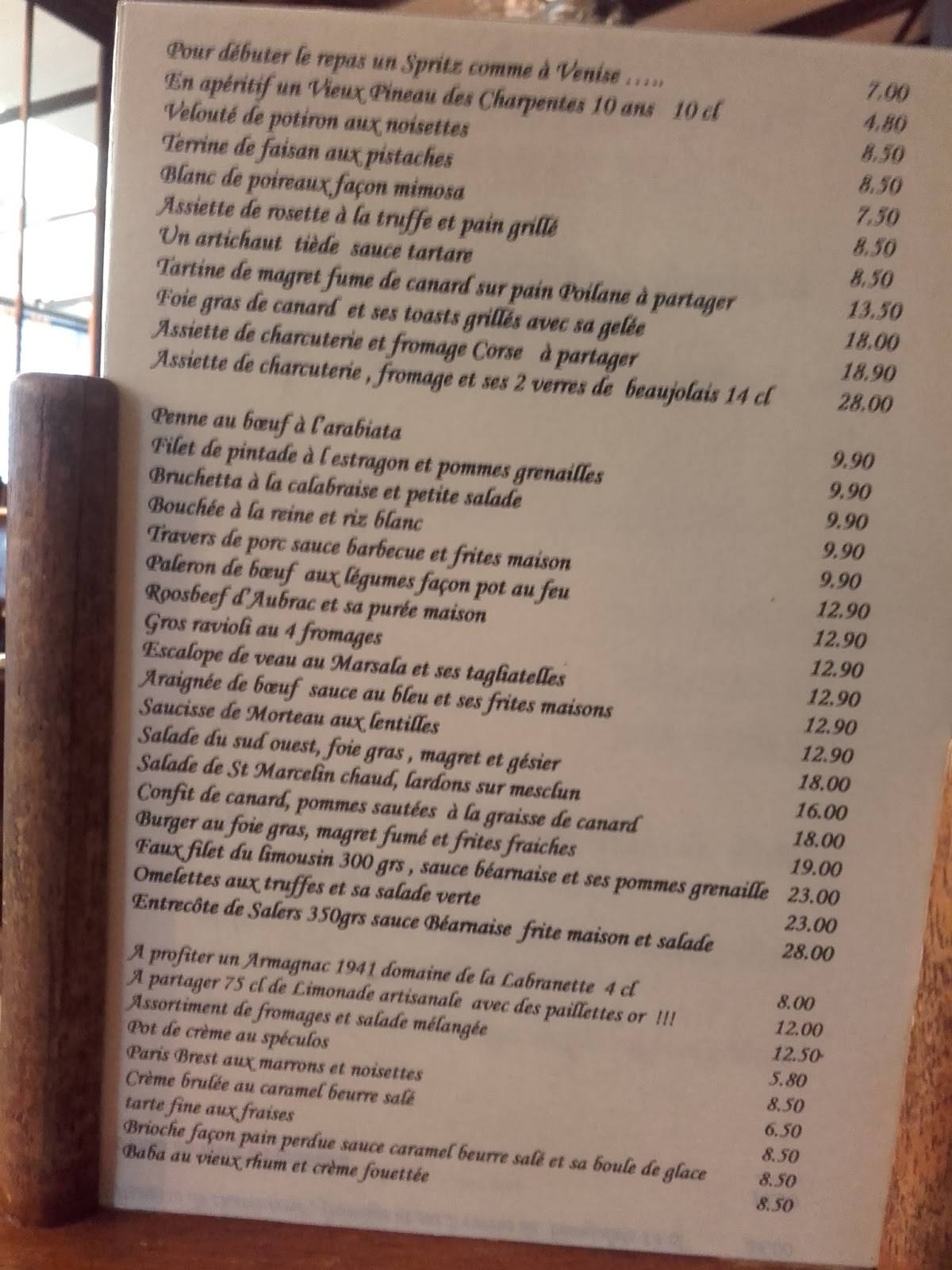 Menu au Le Paul Bert restaurant, SaintOuen, 20 rue Paul Bert