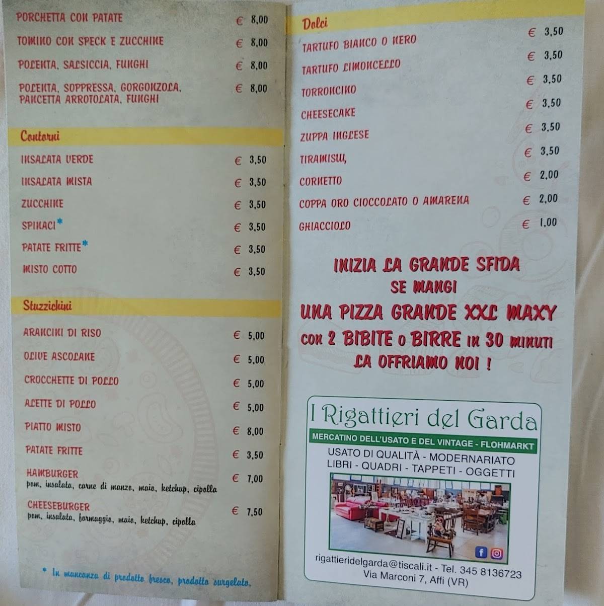 Menu di Le Pizze di Pizzo di Orlando Pizzolato 