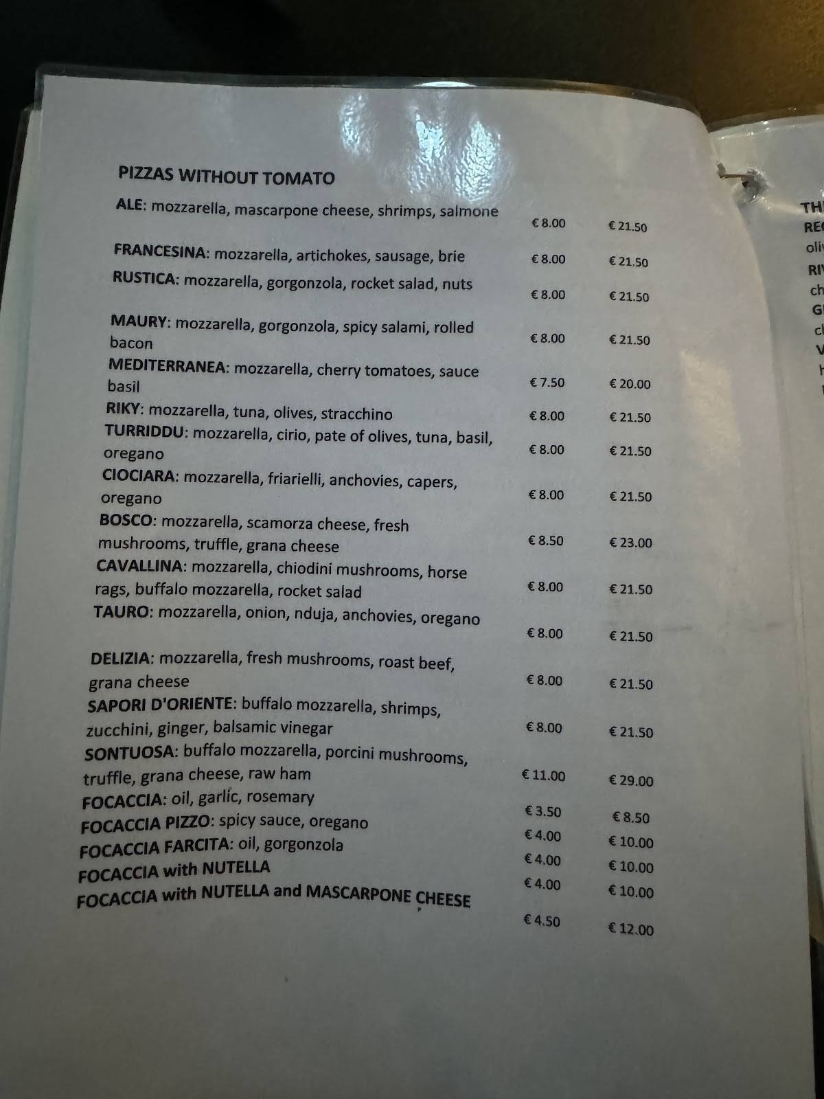 Menu di Le Pizze di Pizzo di Orlando Pizzolato 