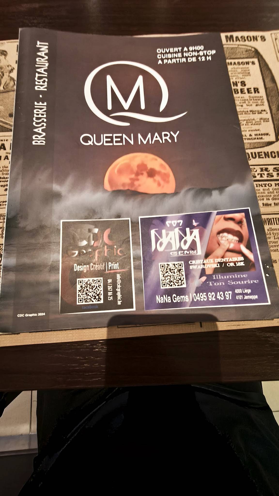 Menu de Le Queen Mary - Seraing