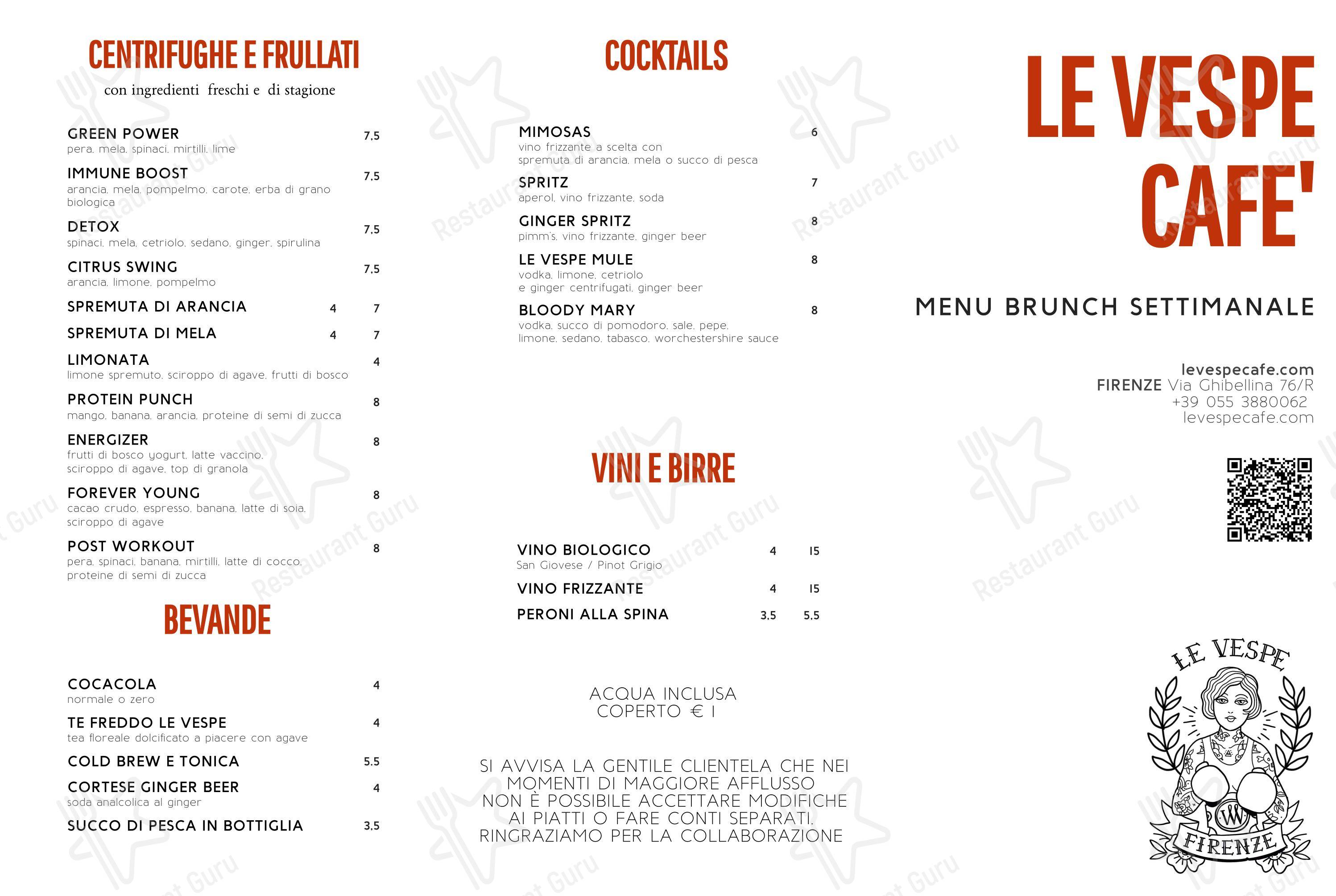 Menu di Le Vespe Cafè - Menu