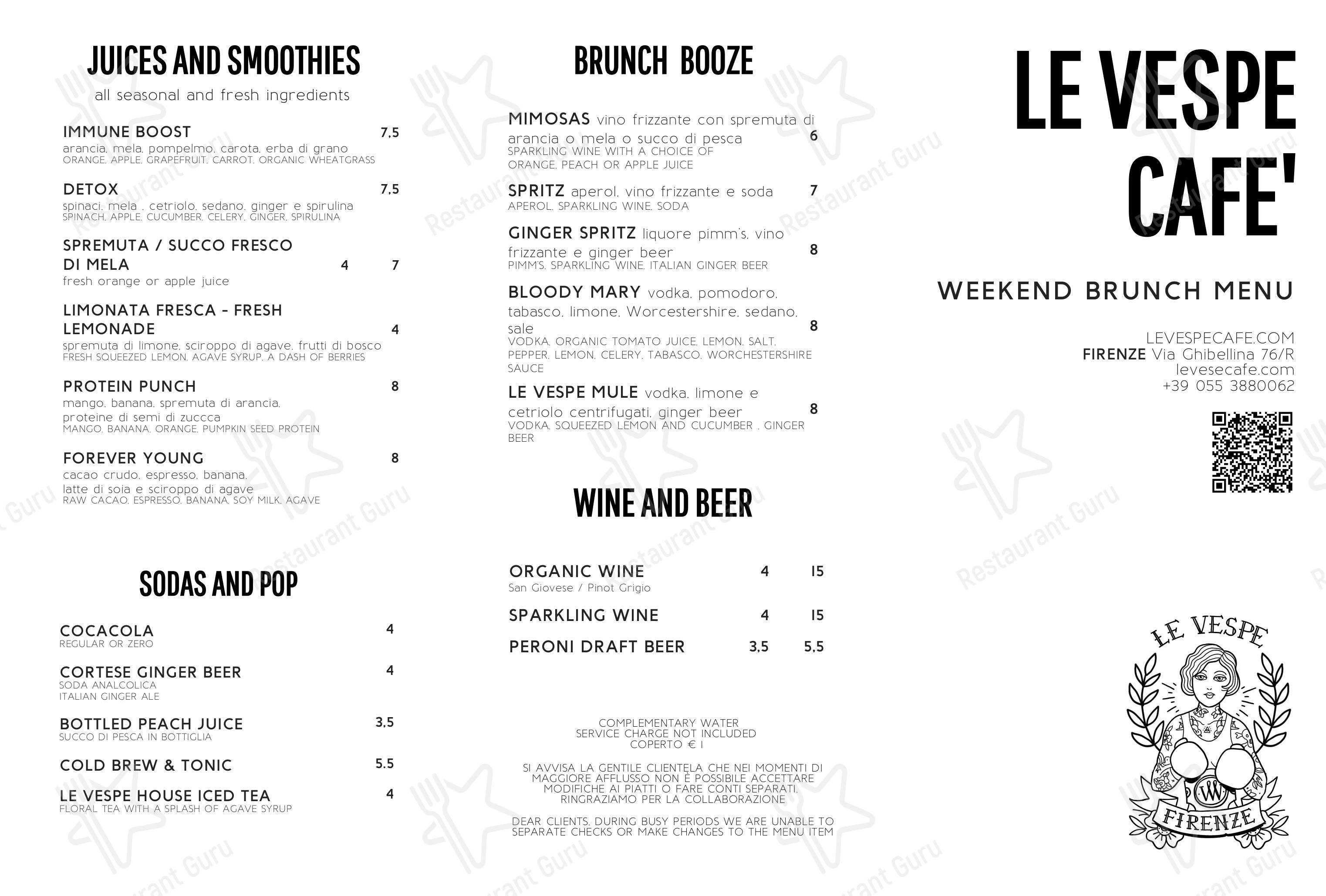 Menu di Le Vespe Cafè - Коктейльная карта