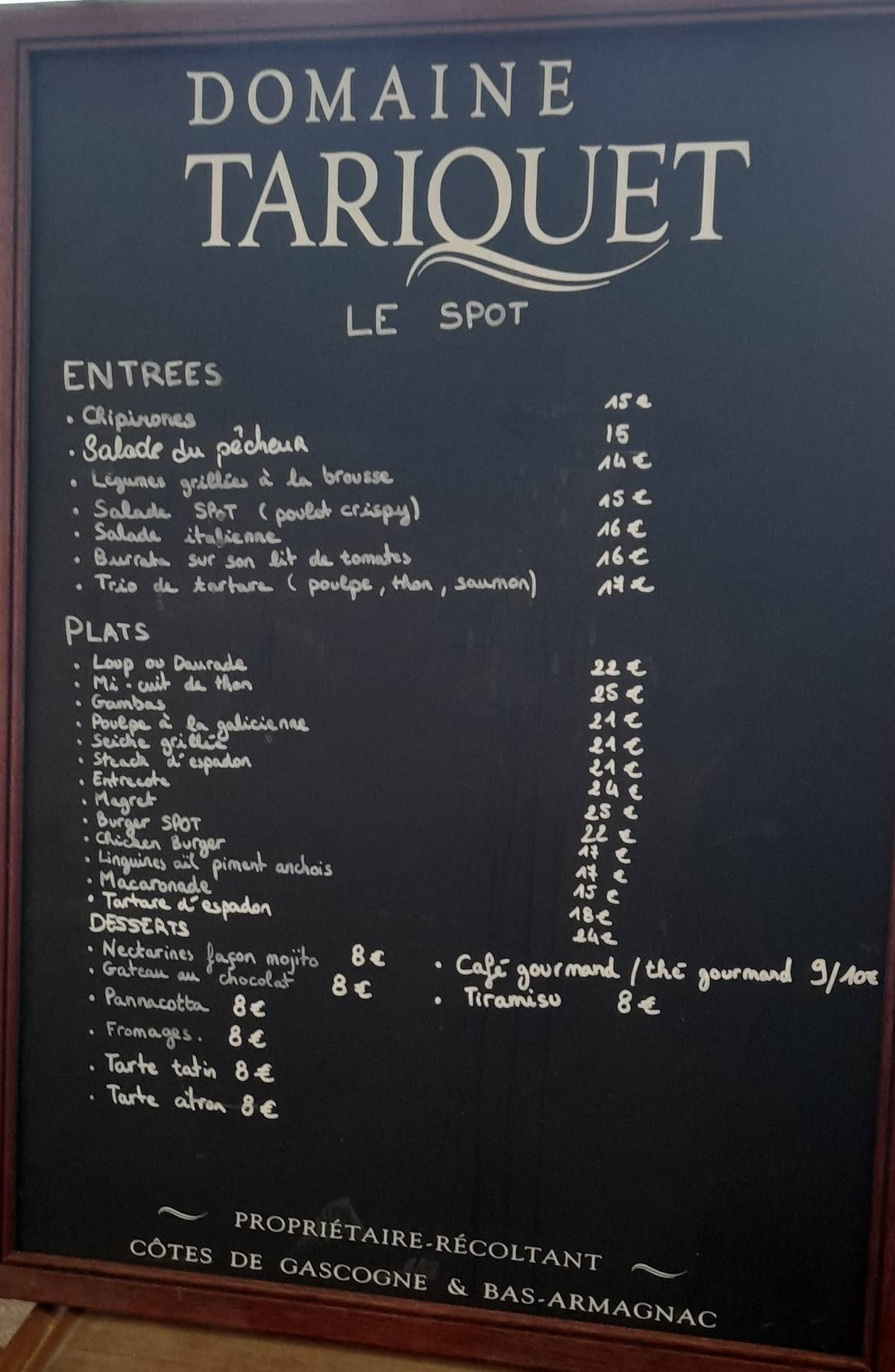 Menu de Le spot