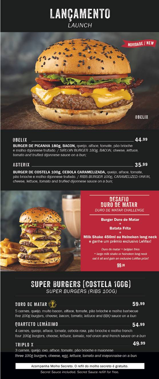 LeMax Hamburgueria - Olegário Maciel (Barra da Tijuca) cardápio