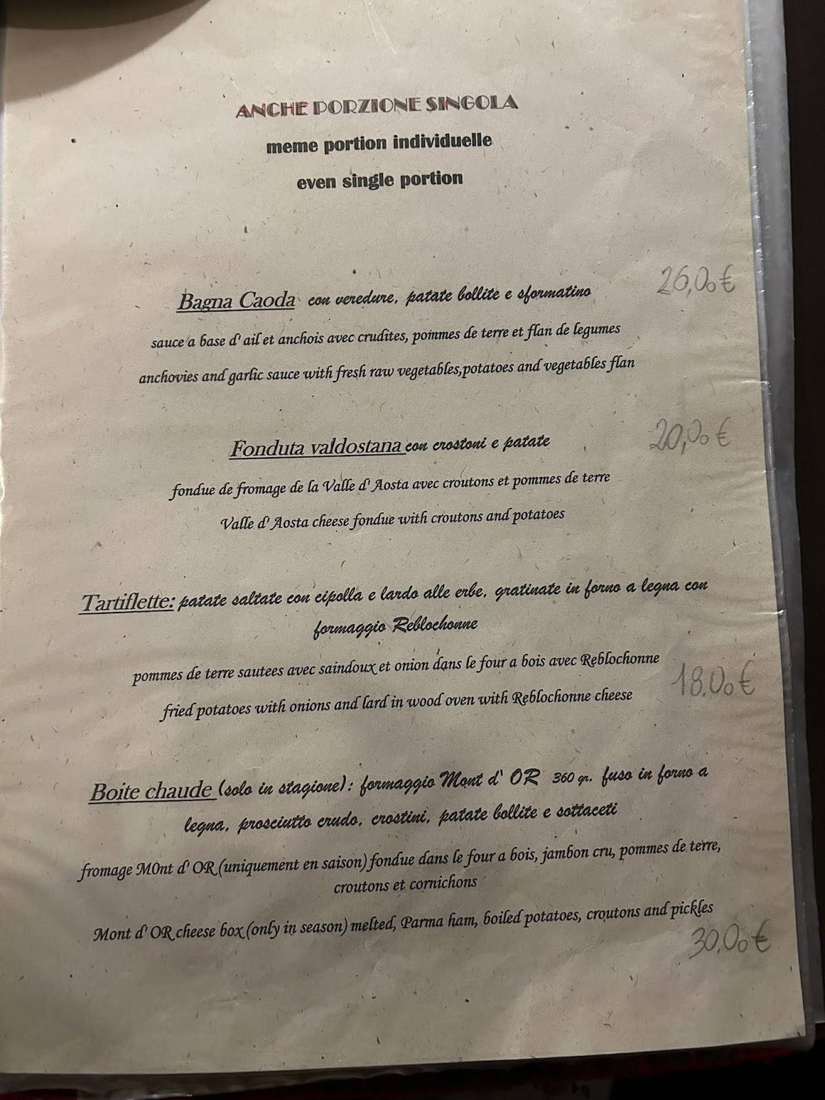 Menu di Ristorante Maitò 