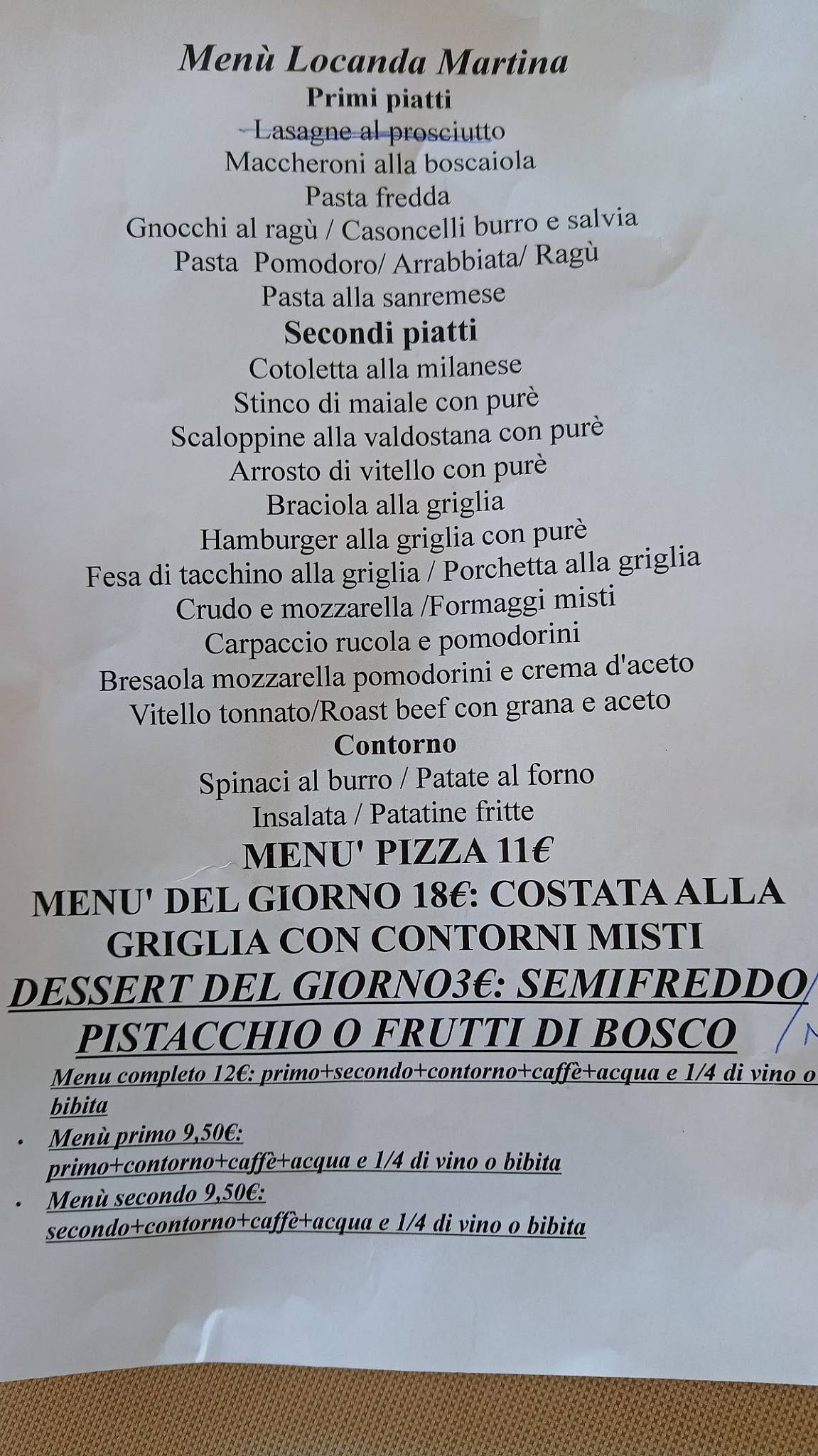 Menu di Locanda Martina 