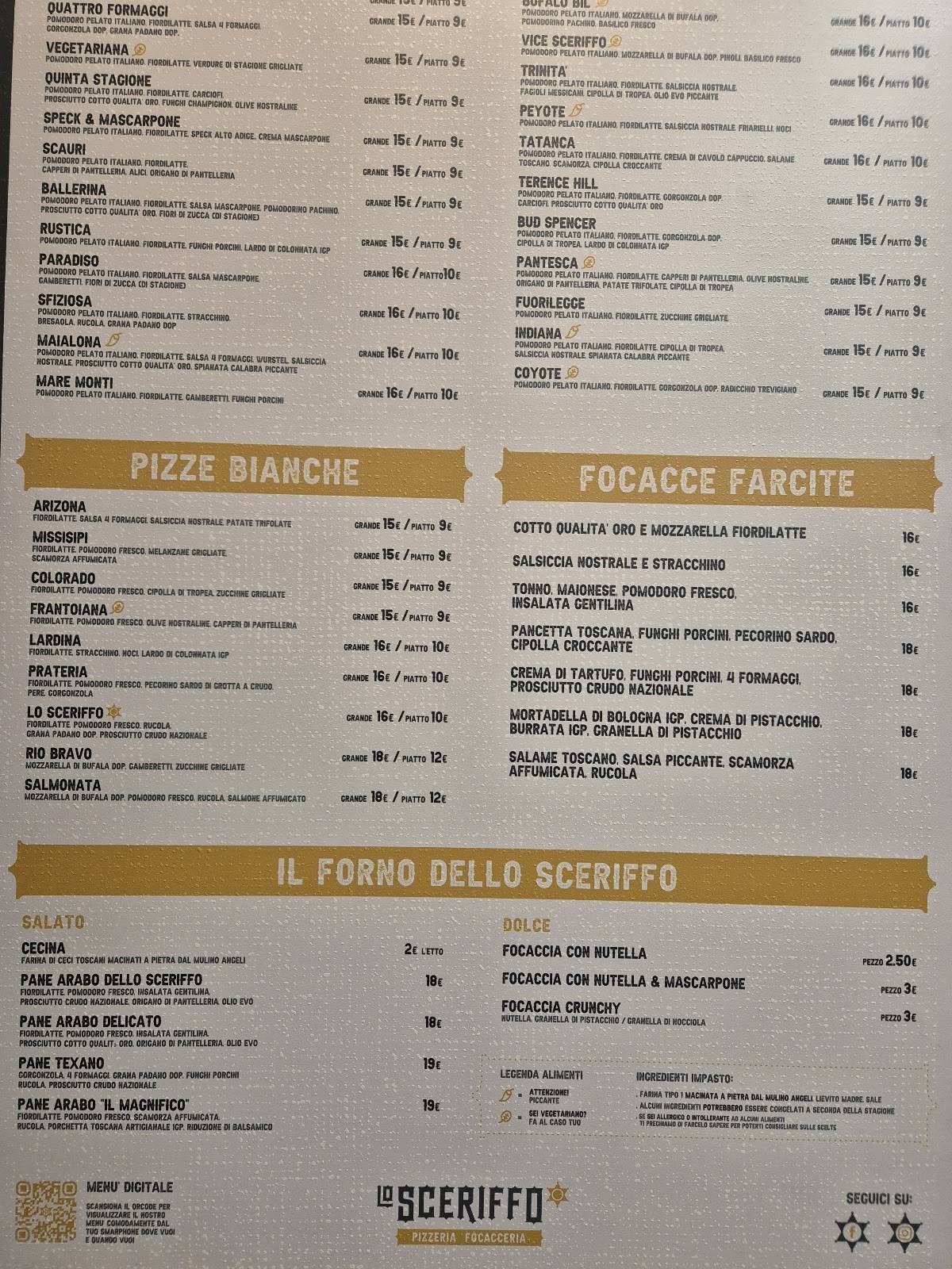 Menu di Lo Sceriffo 