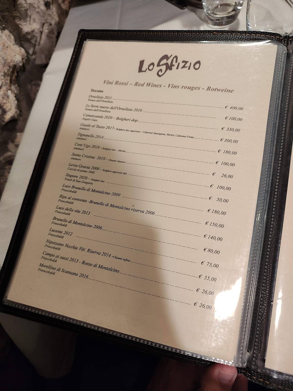 Menu di Lo Sfizio 