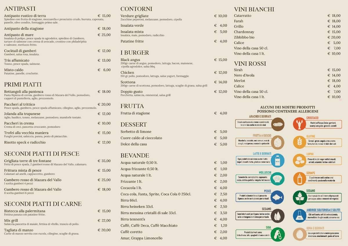 Menu di "Lo chalet" tre fontane 