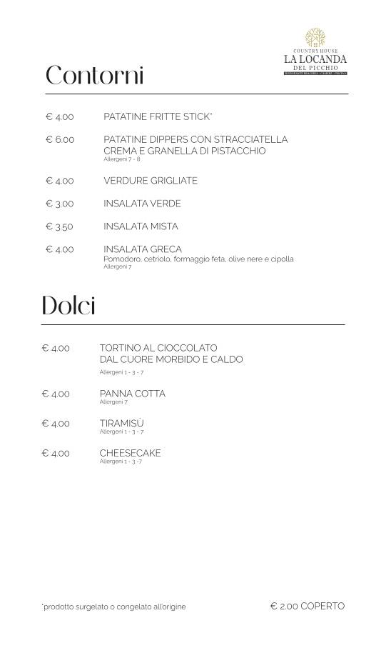 Menu di La Locanda Del Picchio 