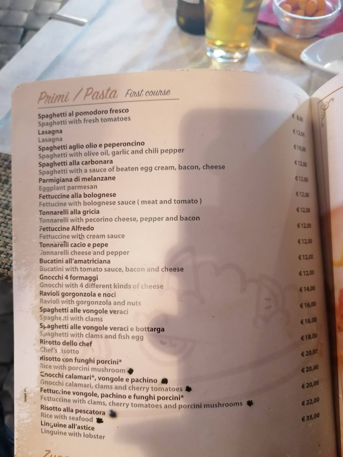 Menu de Locanda Giulietta e Romeo