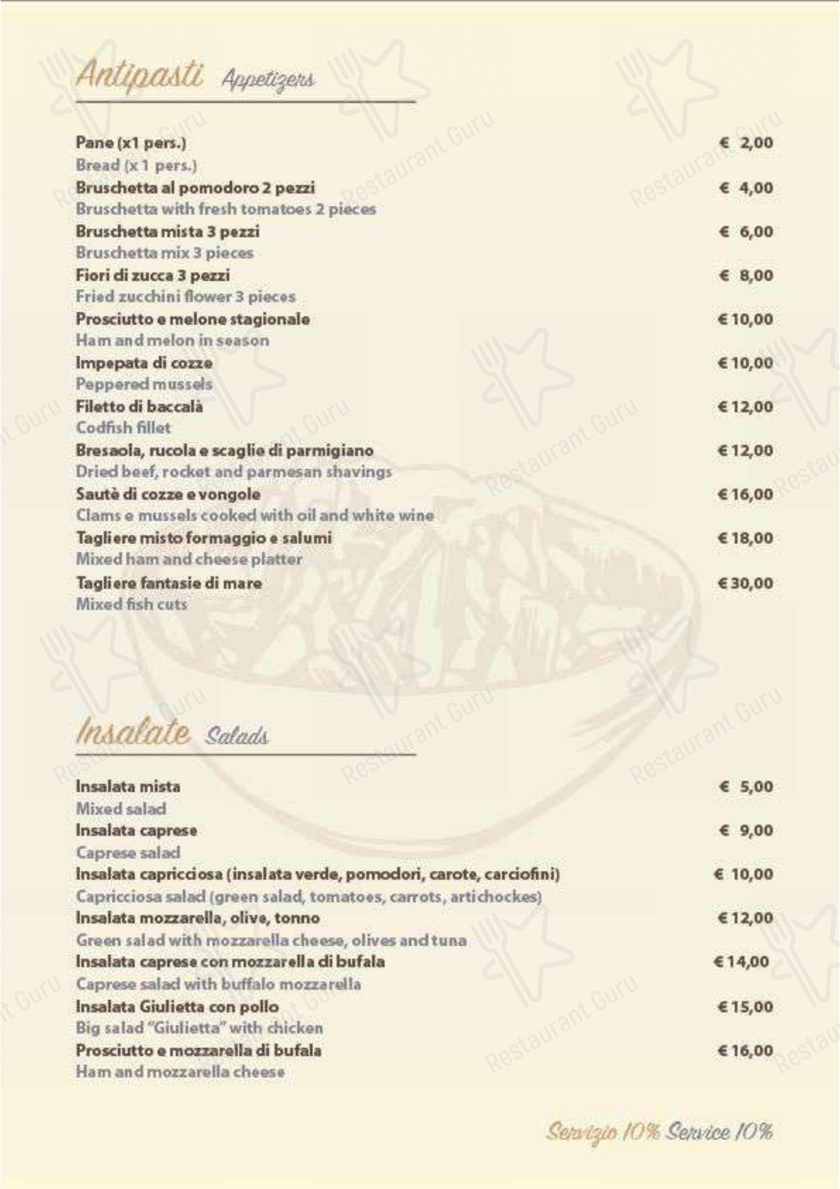 Locanda Giulietta e Romeo dans Rome - Menu