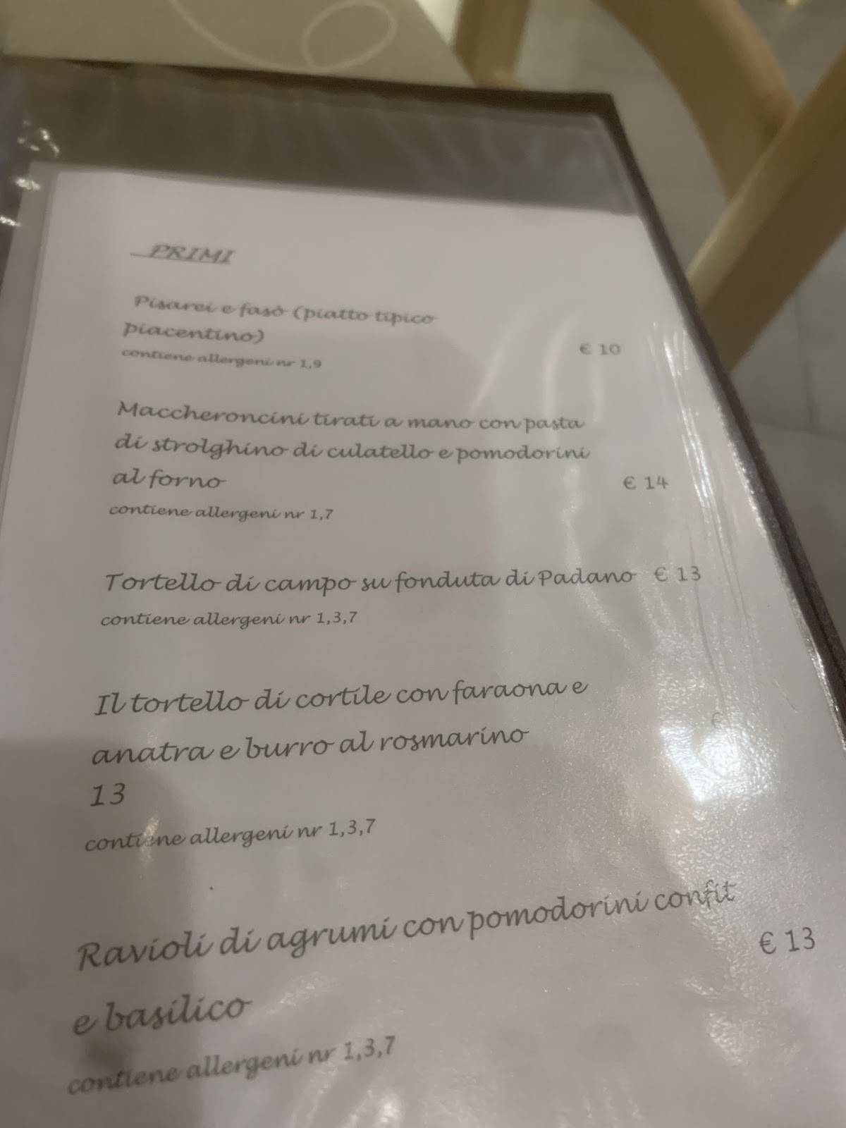 Menu di Locanda del Verro 