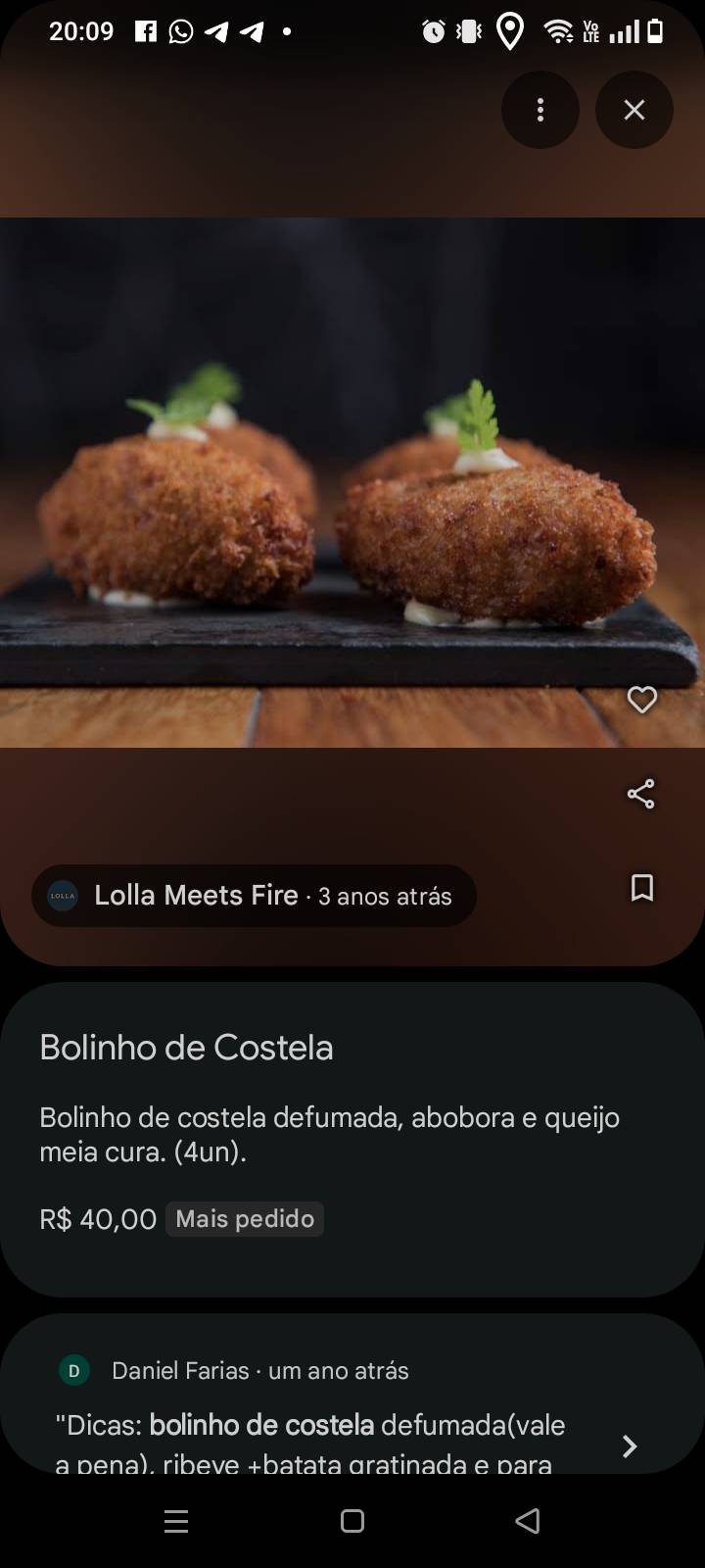Lolla Meets Fire cardápio