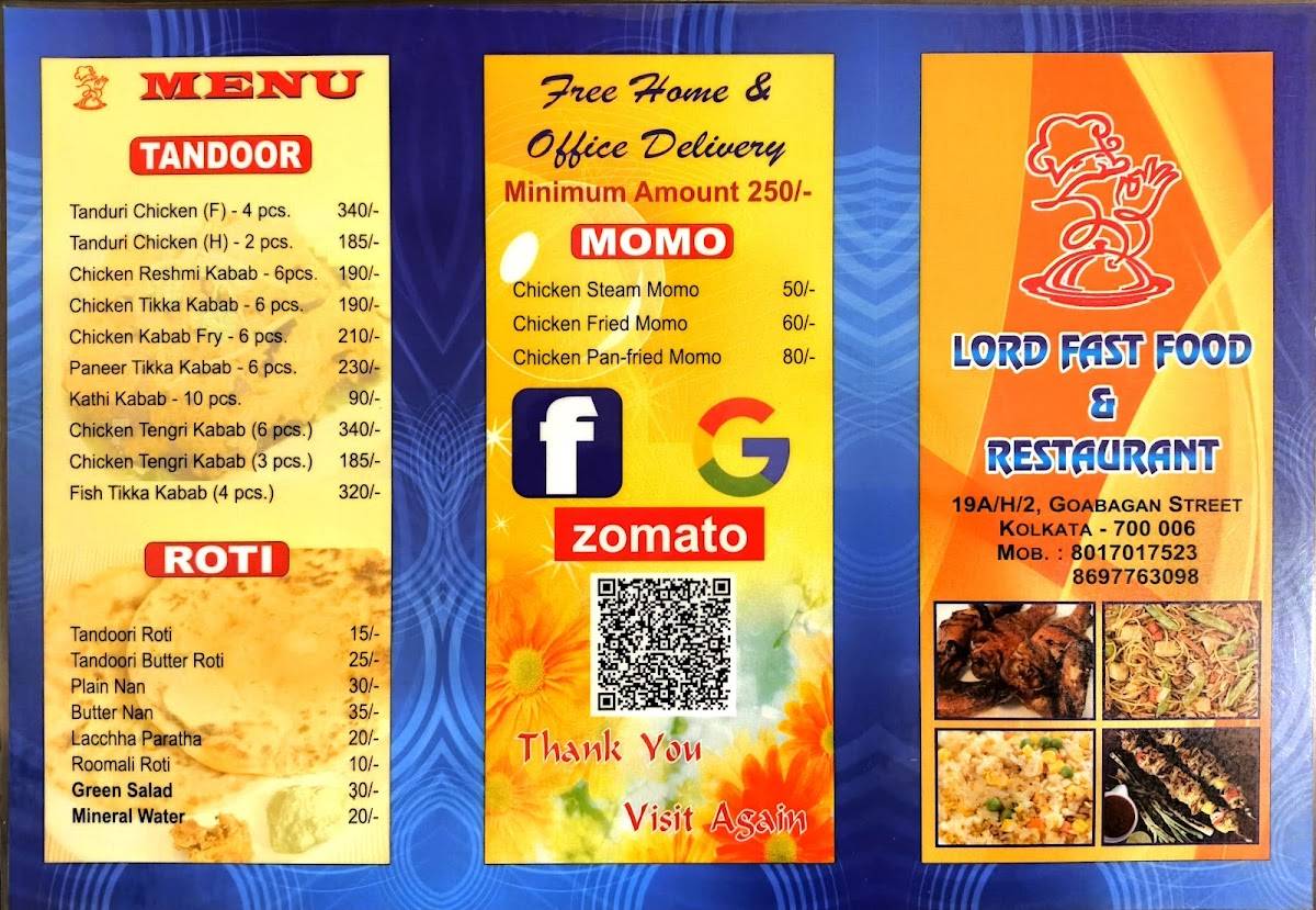 Lord Fast Food Centre menu