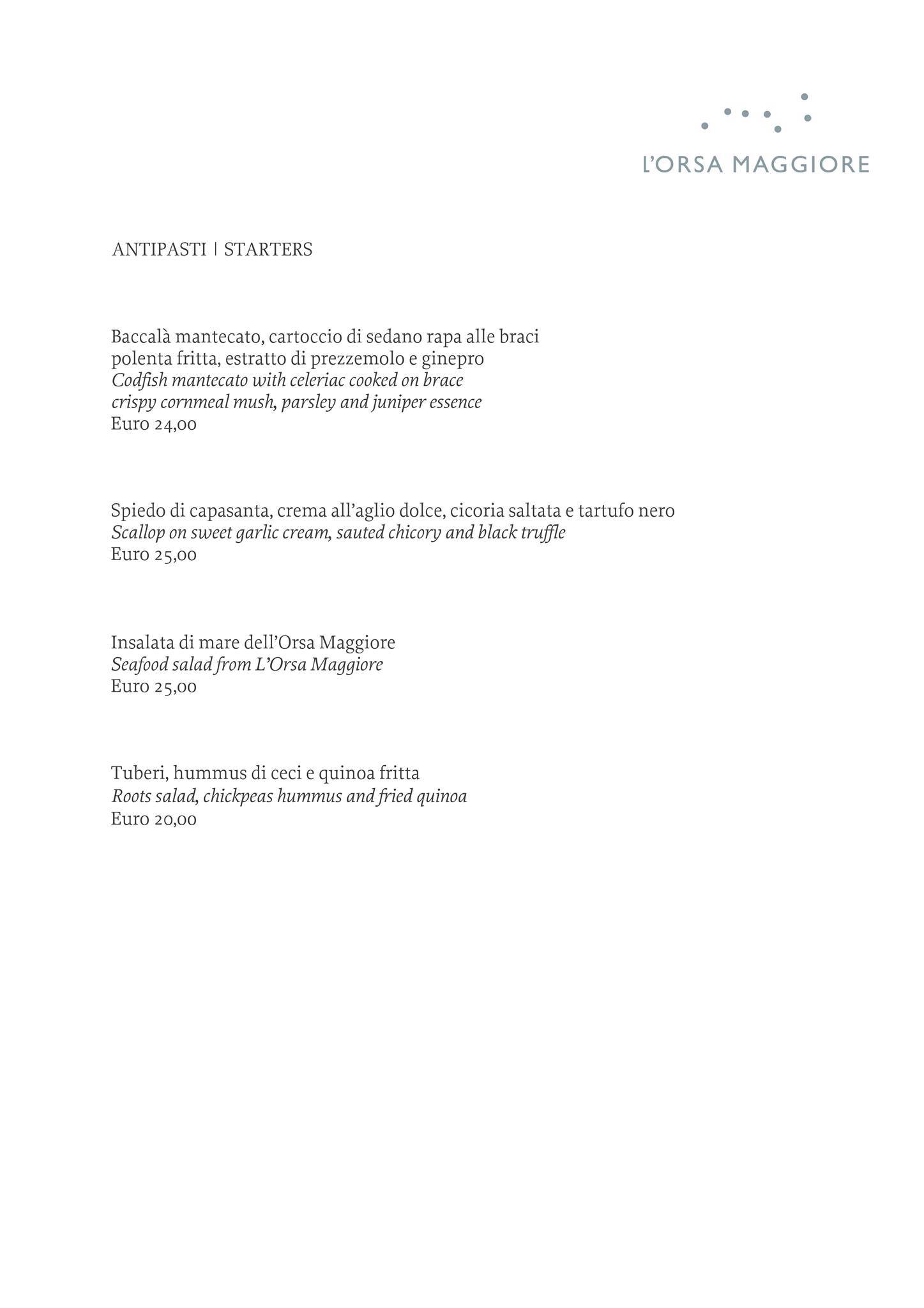 Menu di L'orsa Maggiore 