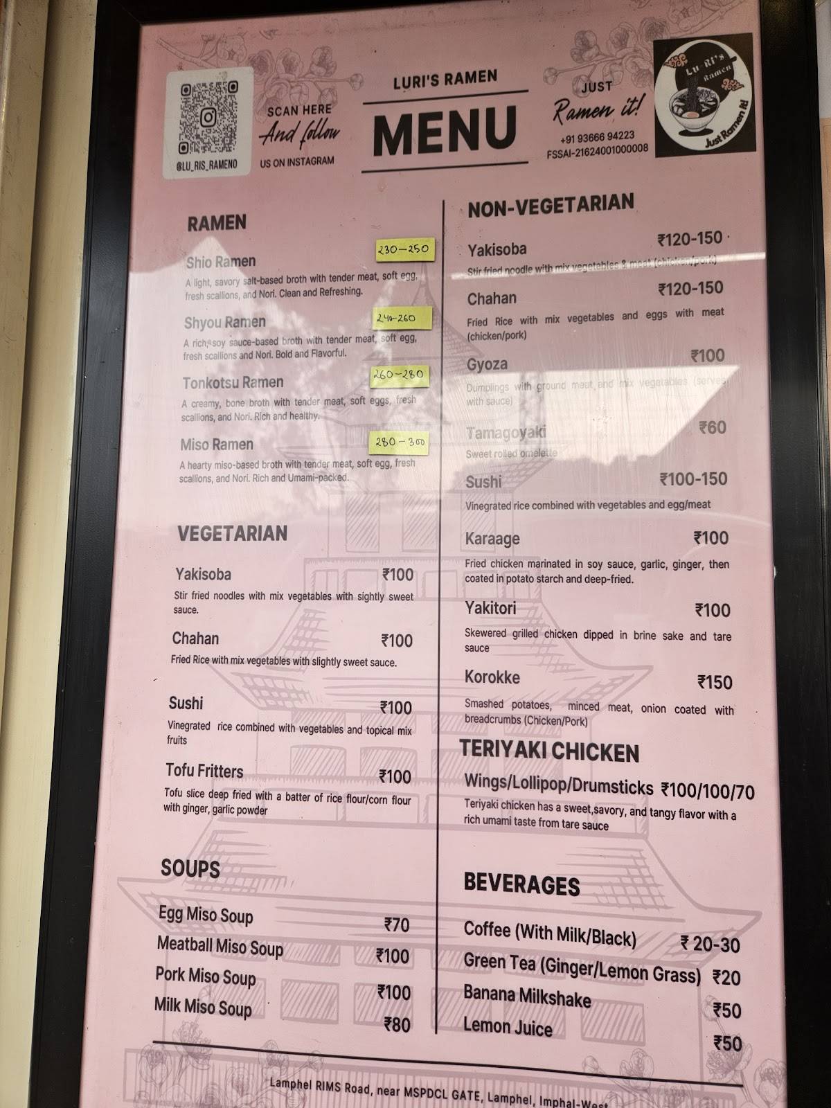 Lu- Ri's Ramen menu