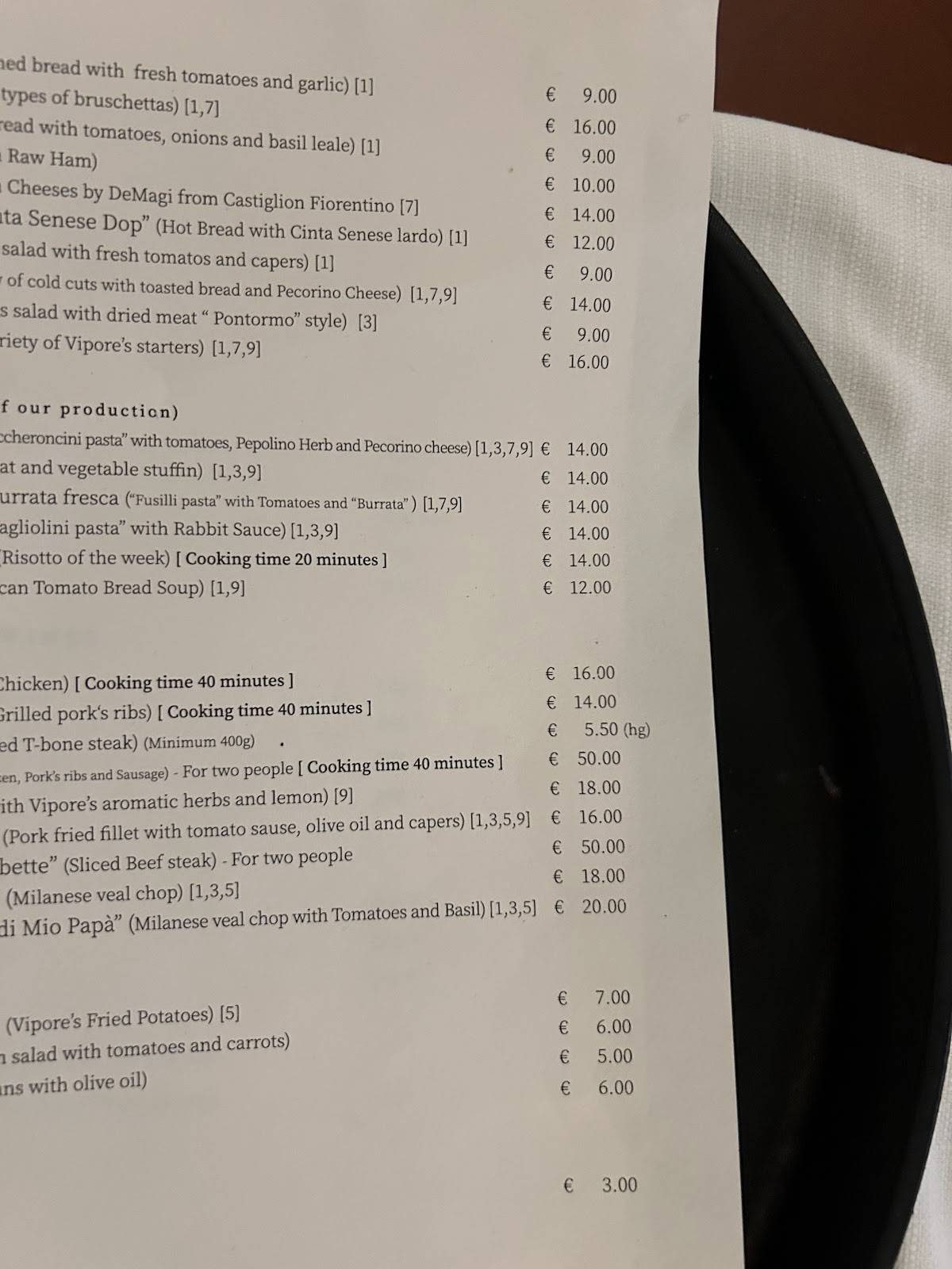 Menu di Ristorante Vipore 