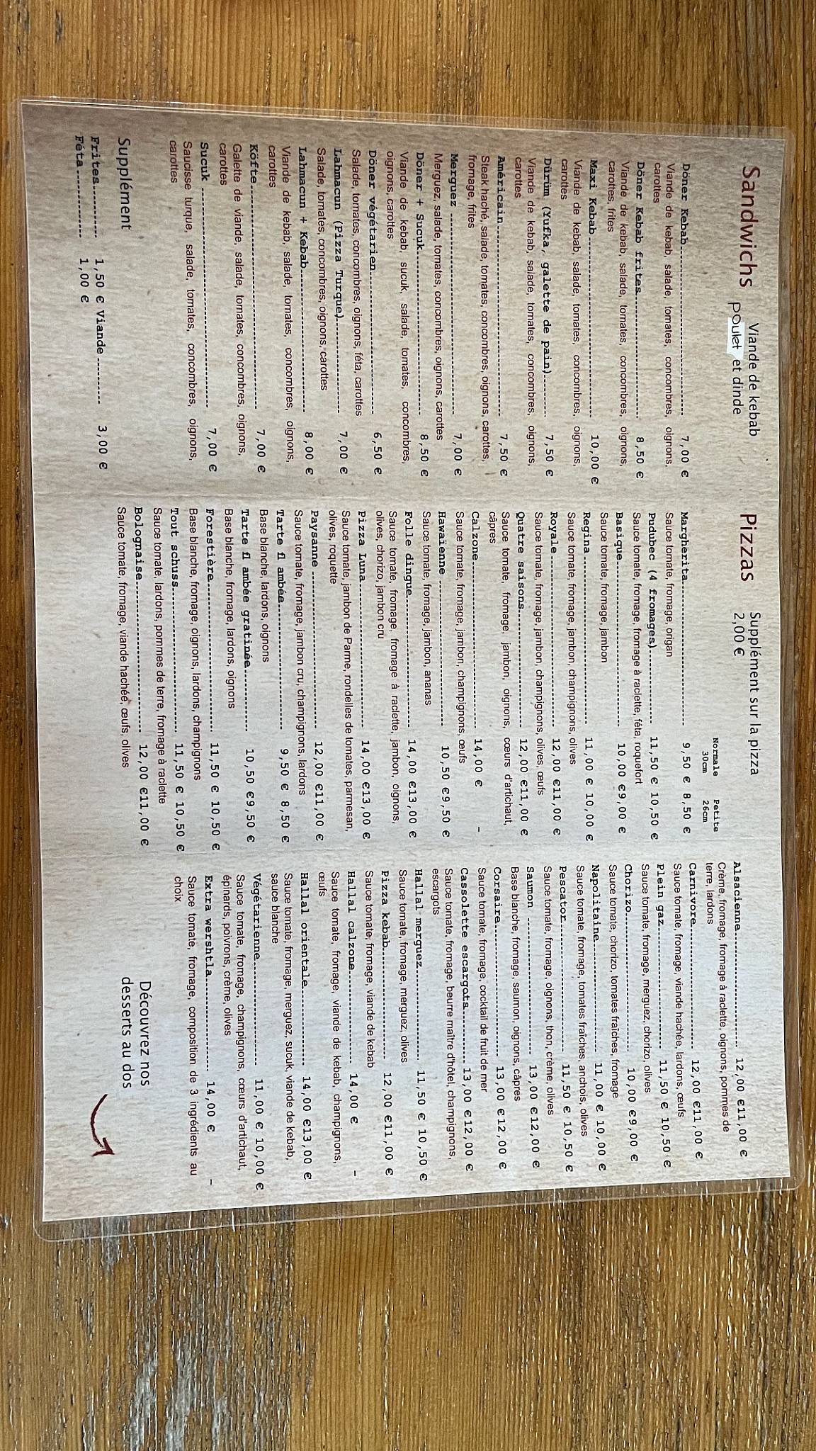 Menu de Luna Pizza