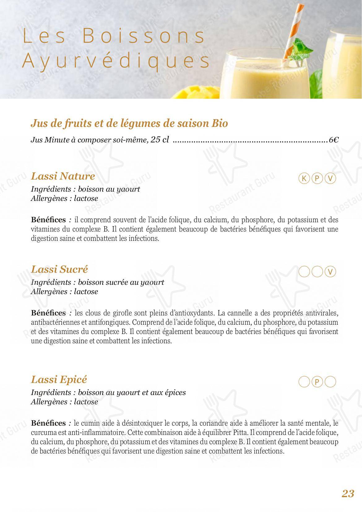 LunchBox, salle à manger végétarienne ayurvédique dans Beaune - Menu