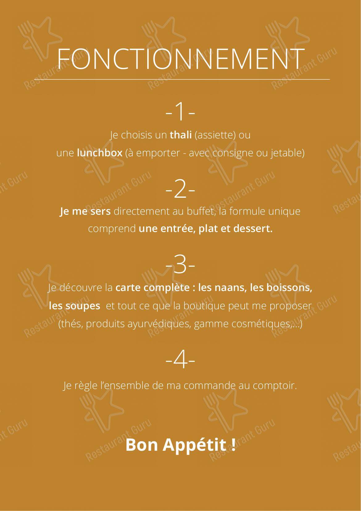 Menu pour LunchBox, salle à manger végétarienne ayurvédique - Menu