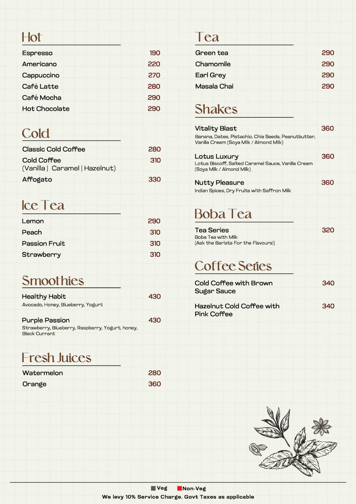 Luuma House menu