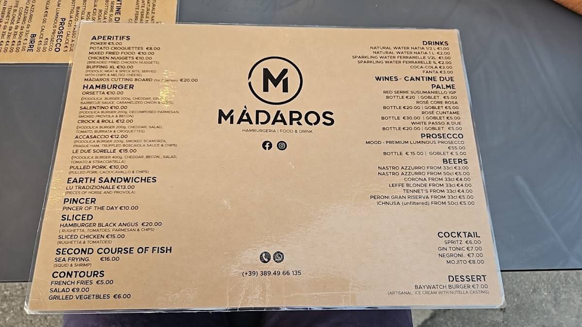 Menu di Màdaros 