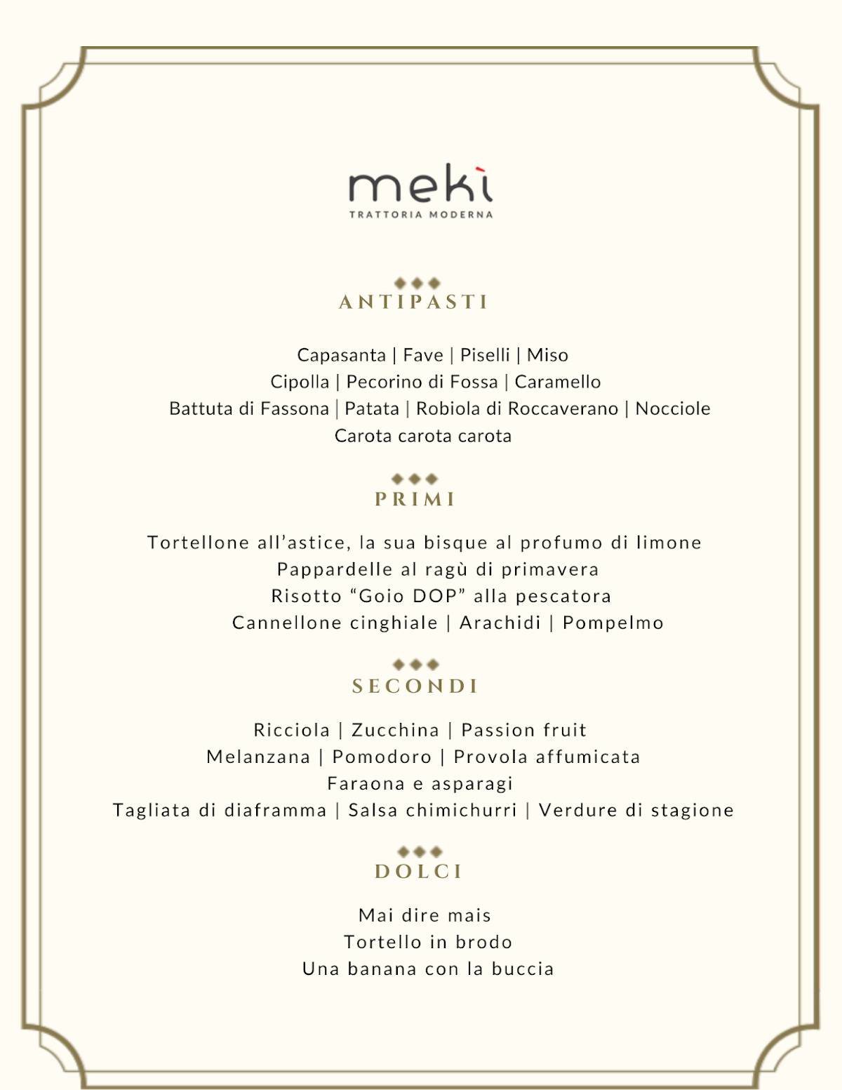 Menu di MEKÍ Trattoria Moderna 