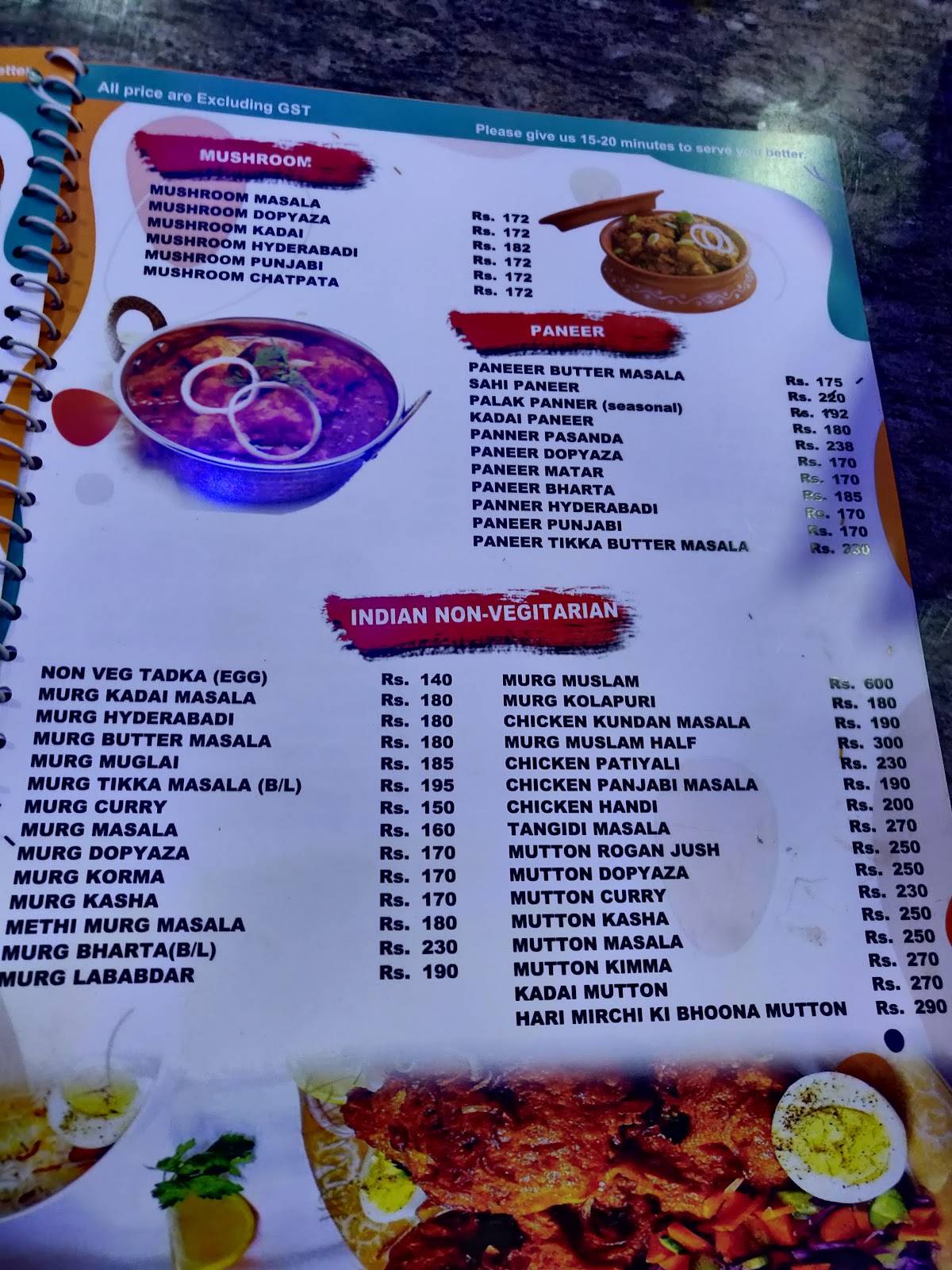 MYNA'S LIVE KITCHEN menu