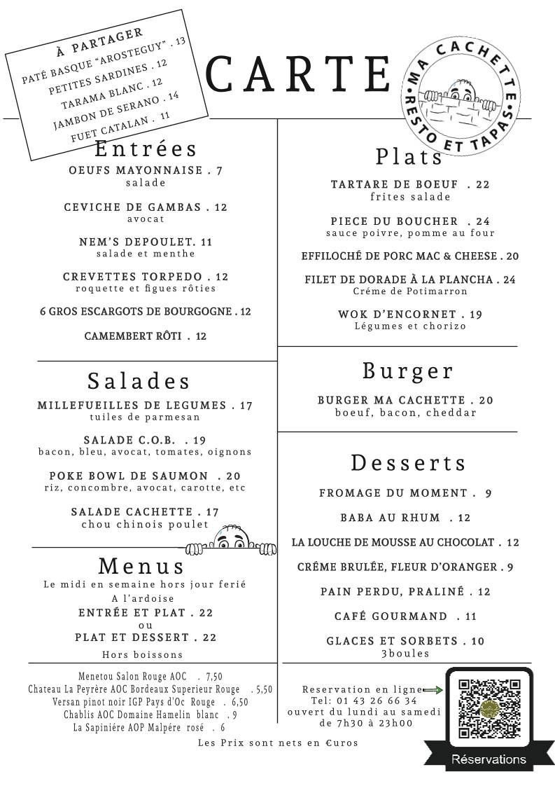Menu de Ma Cachette