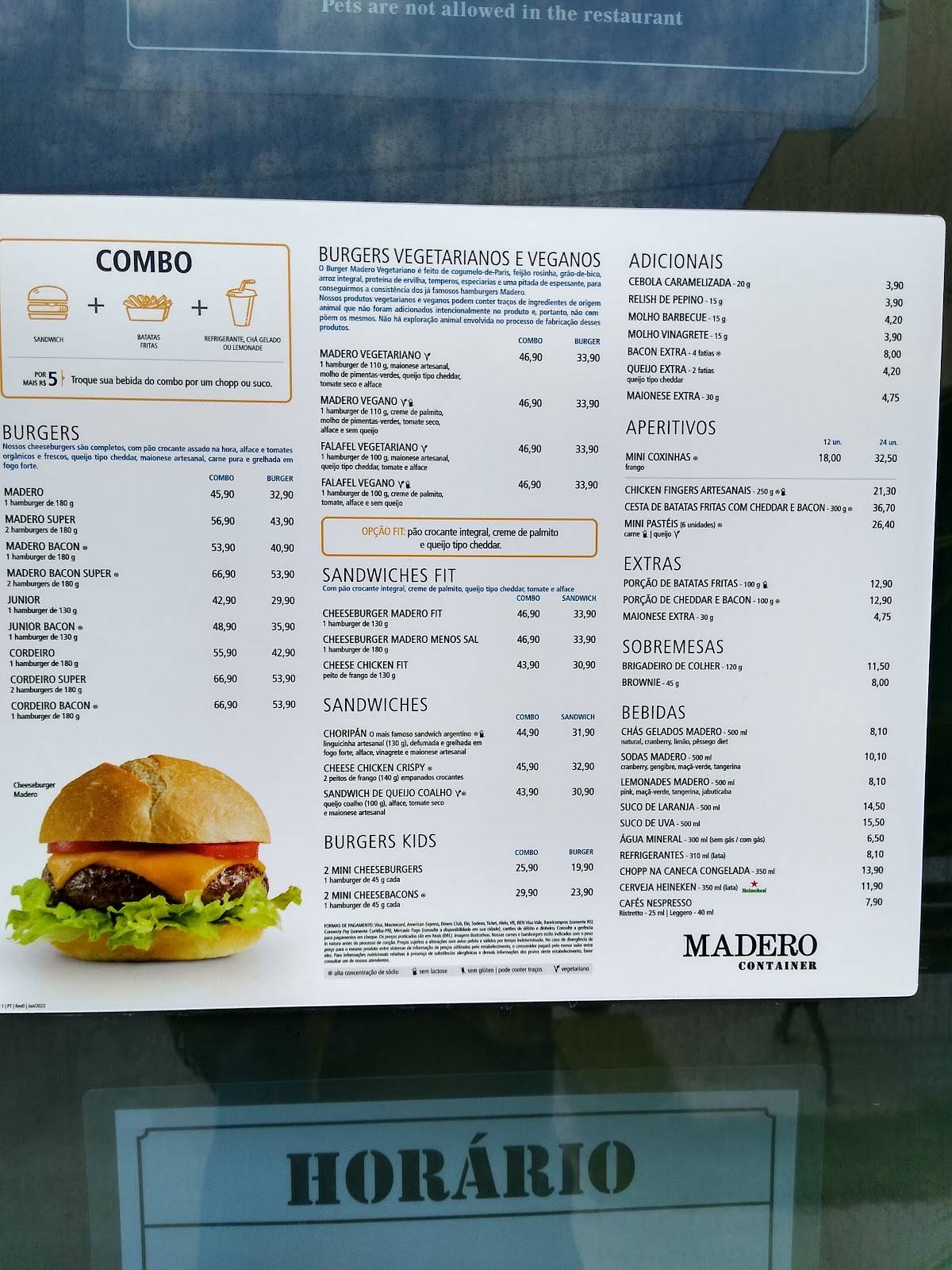 Madero Container cardápio