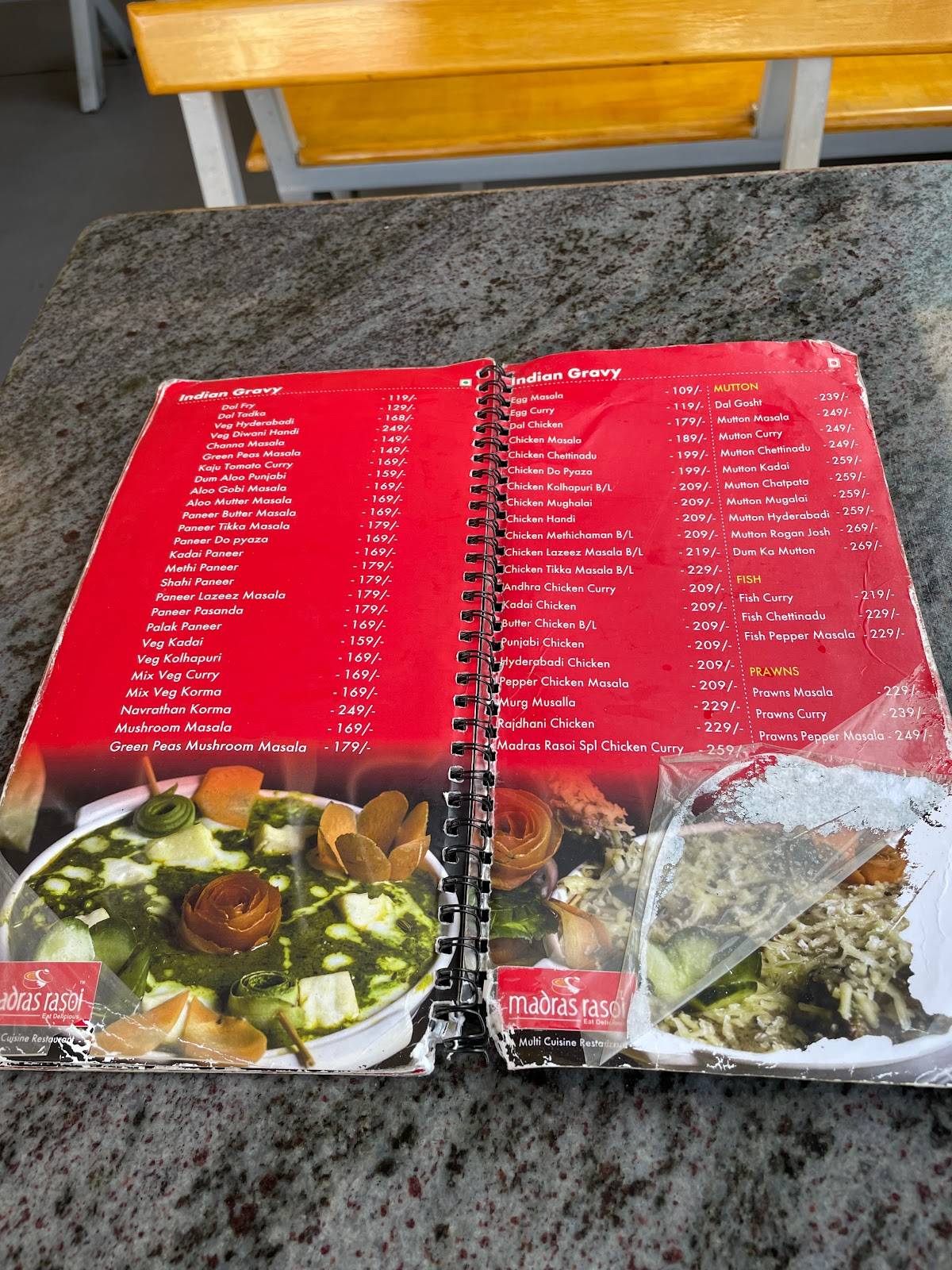 Madras Rasoi menu