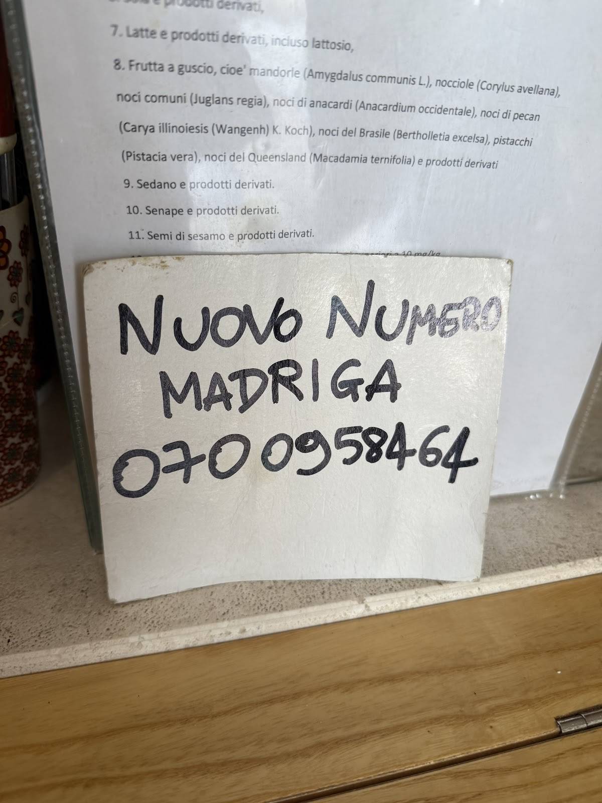 Menu di Madriga 