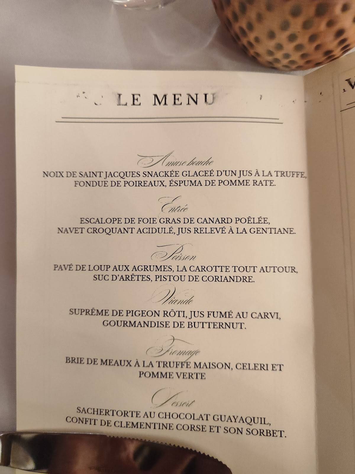 Menu de Maison & Bistrot grand boise