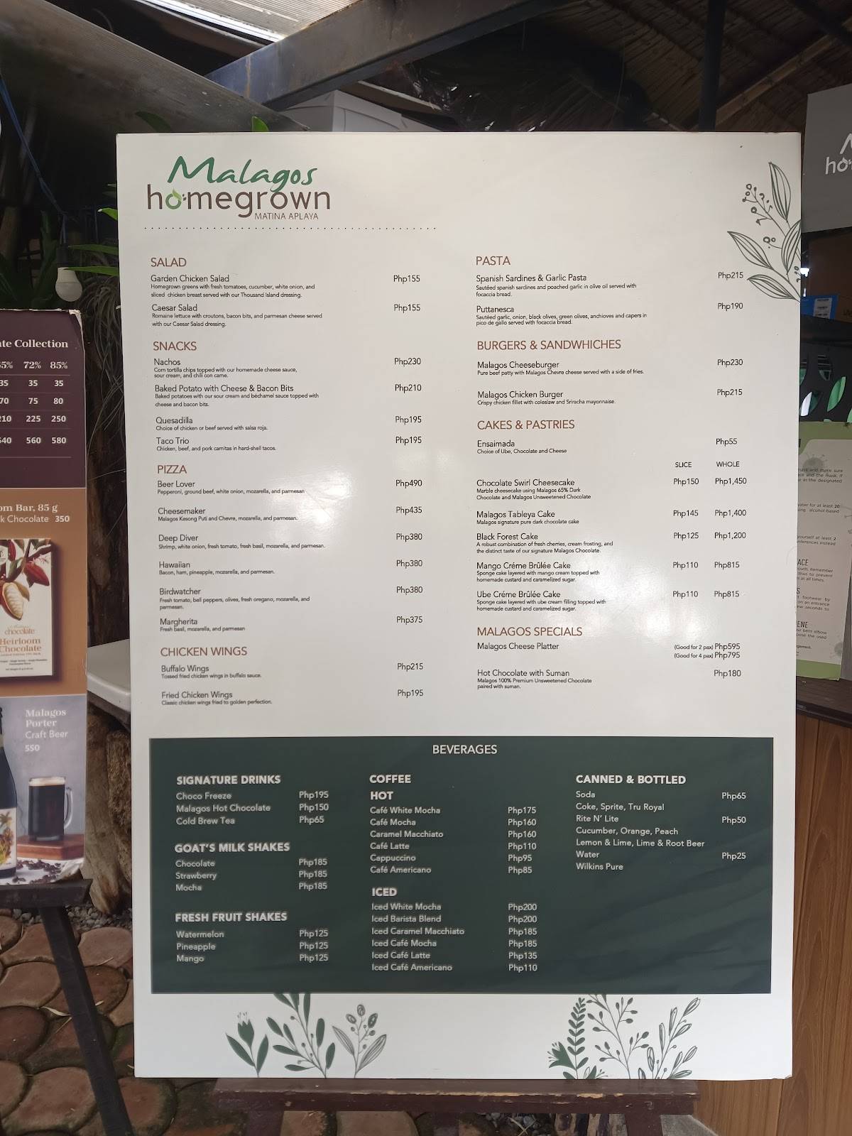 Menu at Malagos Homegrown Cafe - Matina Aplaya, Davao City