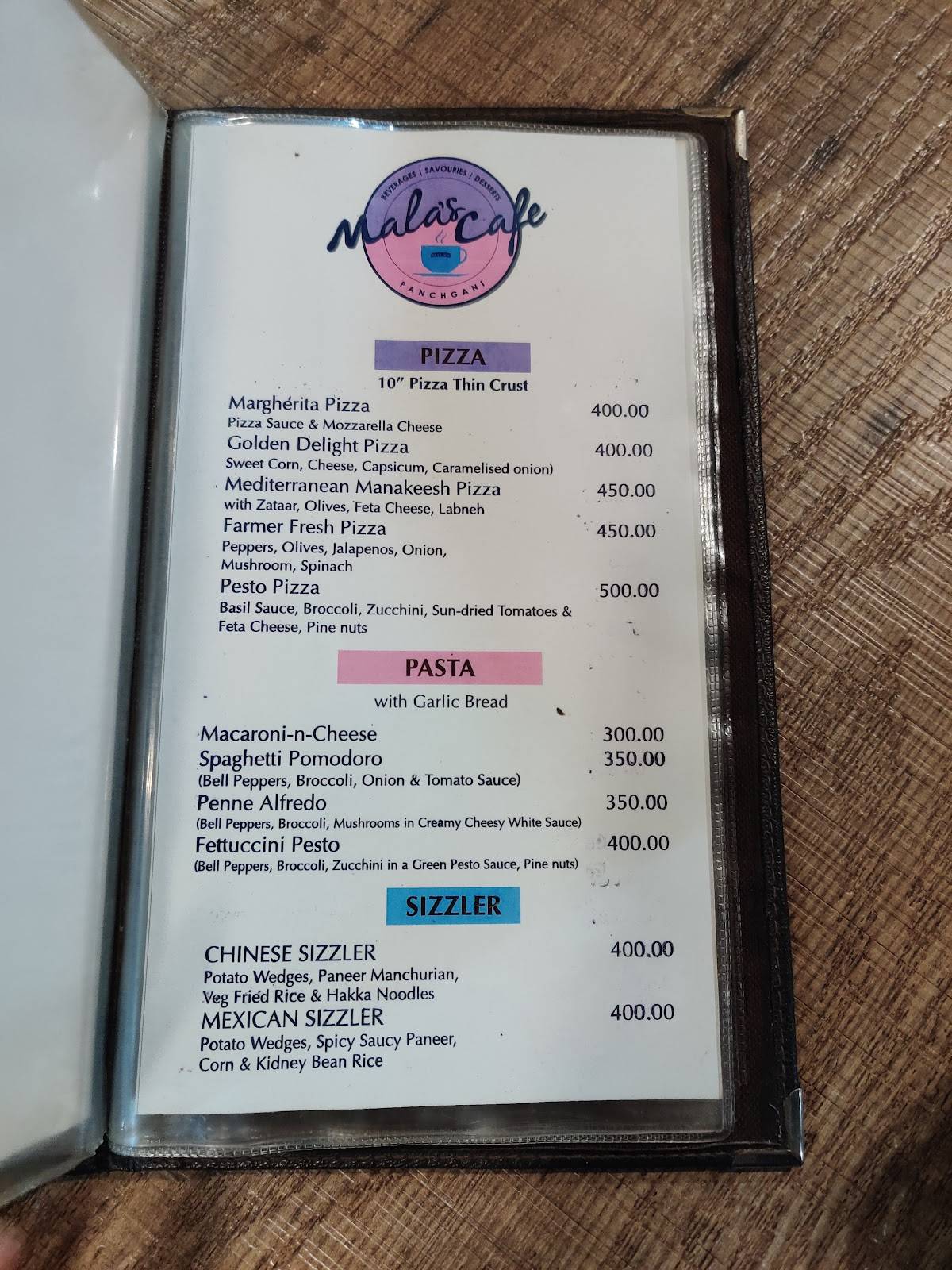 Mala's Restaurant and Factory menu