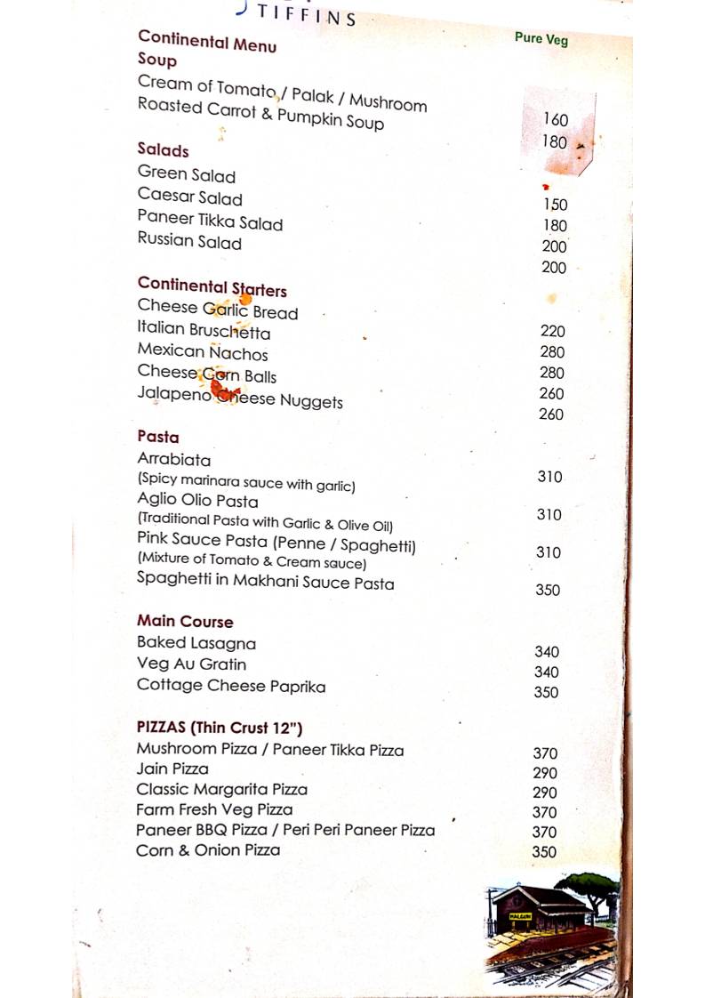 Malgudi Tiffins menu
