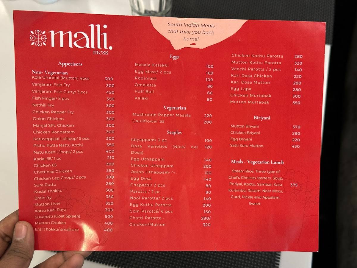 Malli Mess menu