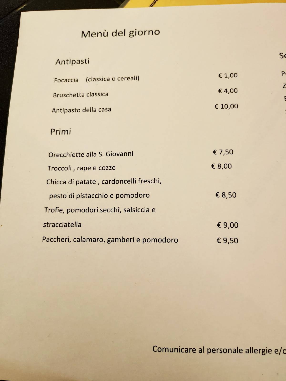 Menu di Mamapulia 