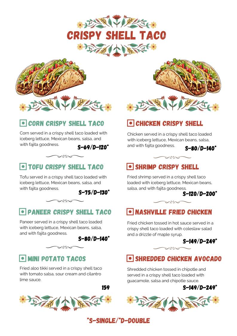 Mamma Taco - Jaipur's First Authentic Mexican Restaurant menu