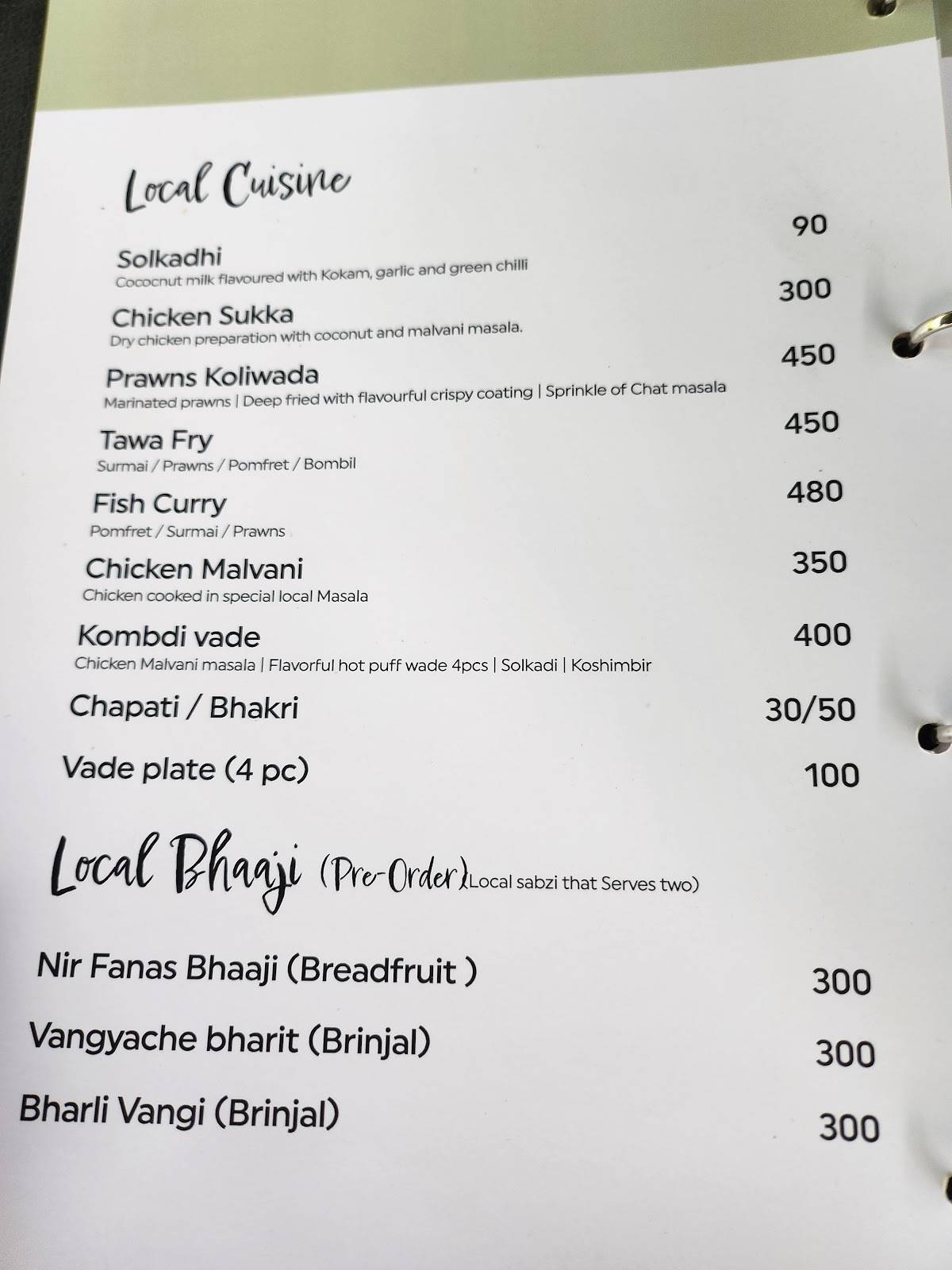 Mangrove Multi cuisine restaurant menu