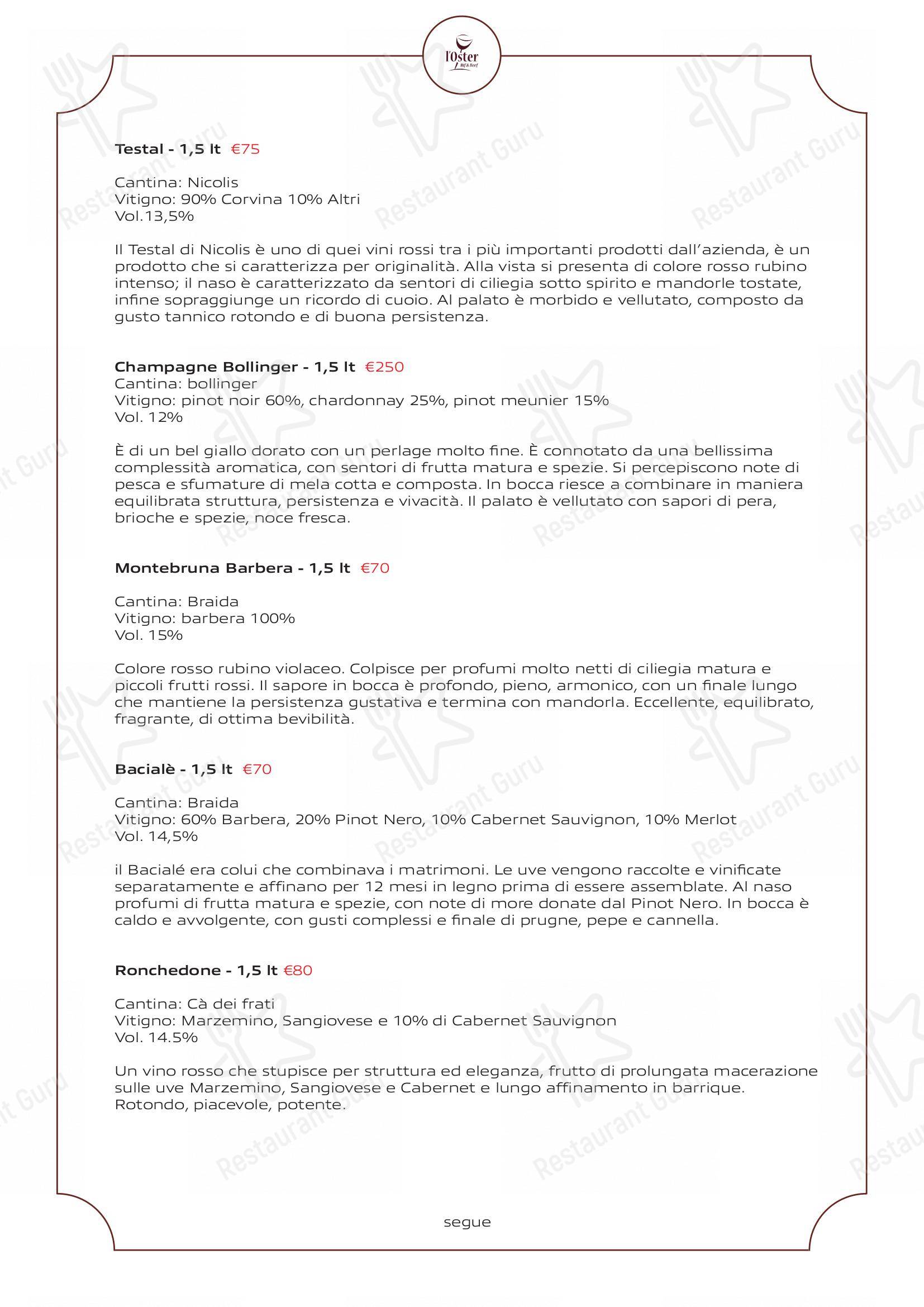 Крафт меню per L'Oster Bif & Beef Restaurant ristorante