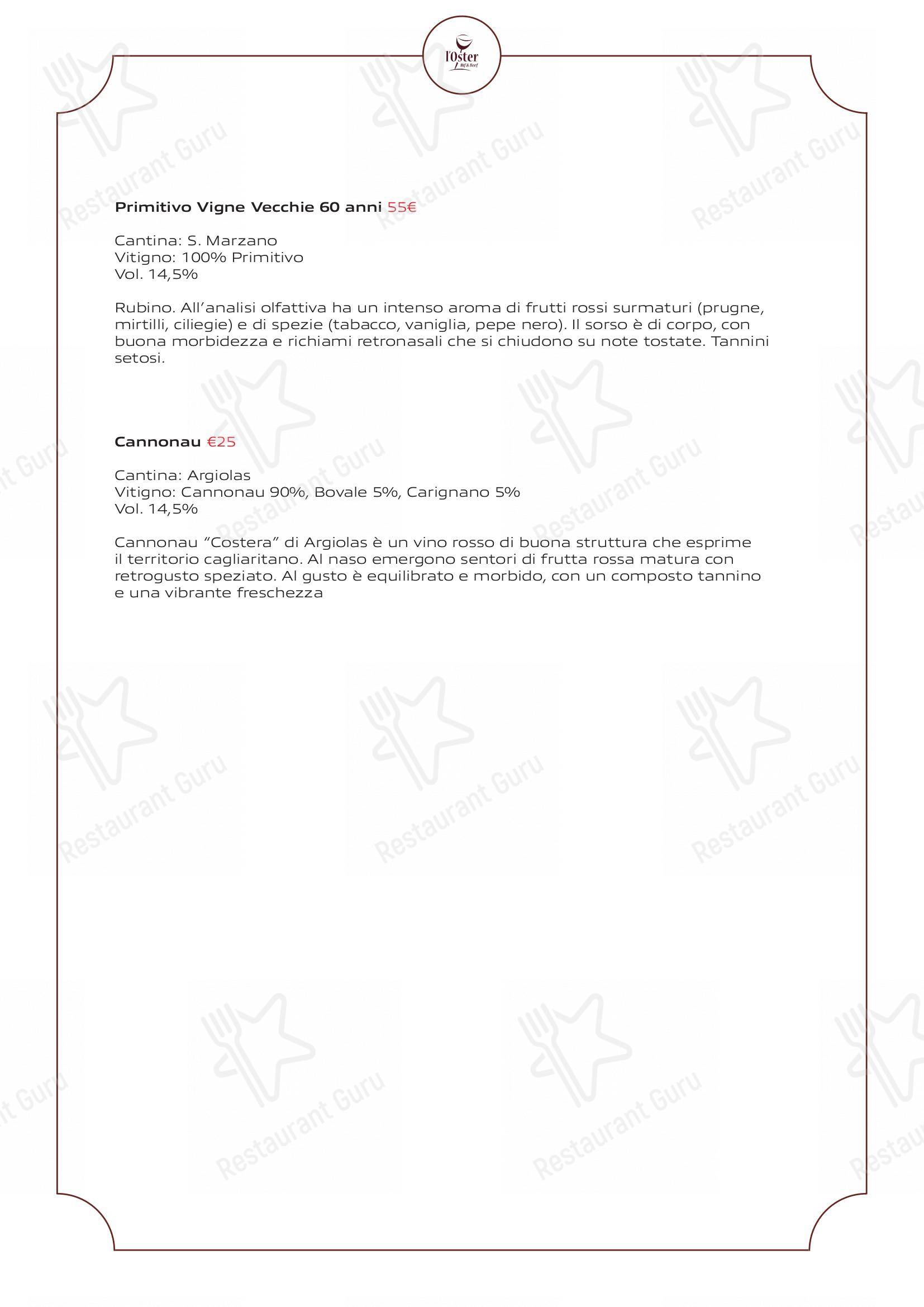 Menu di L'Oster Bif & Beef Restaurant - Крафт меню