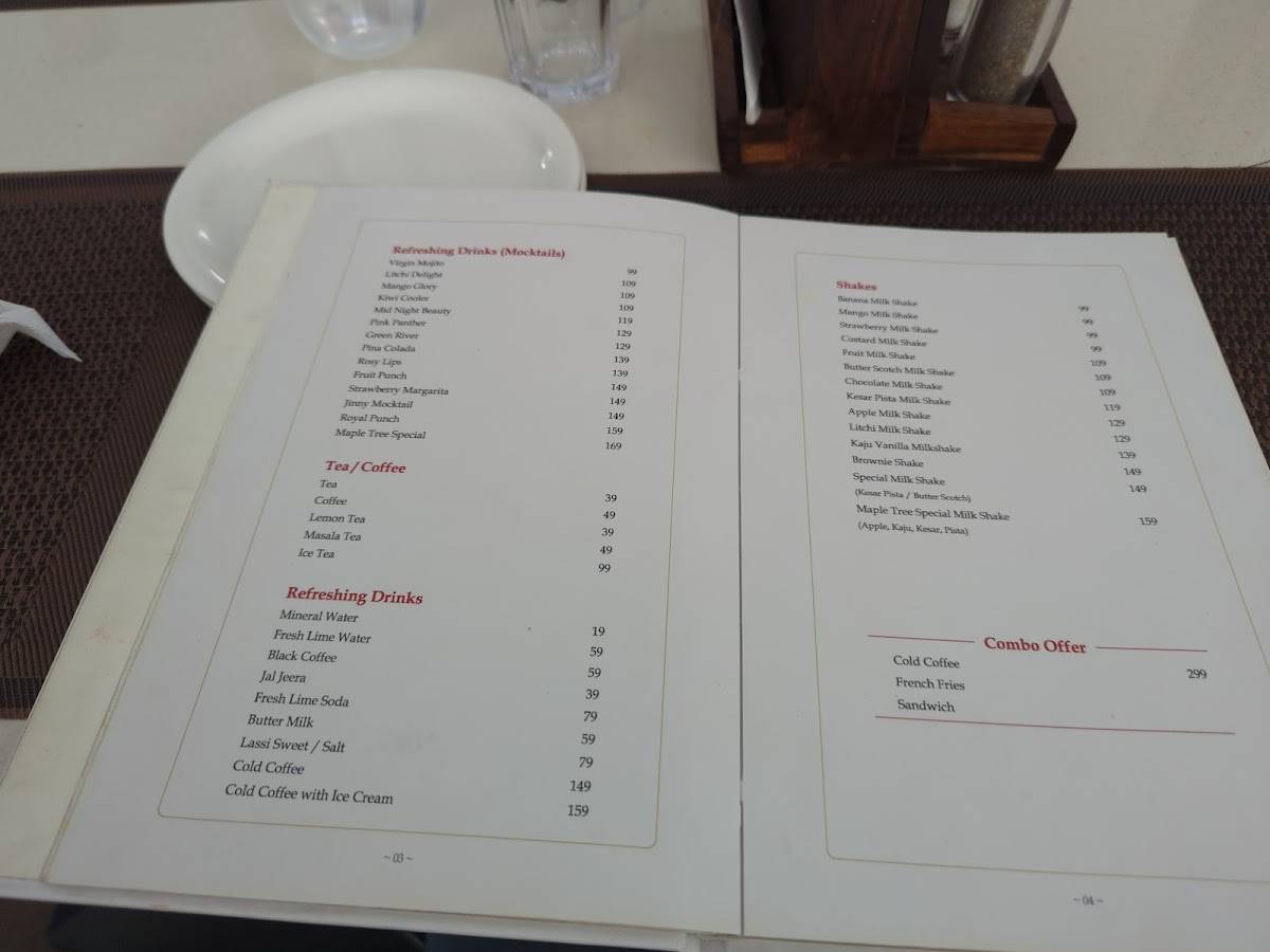 Maple Tree menu