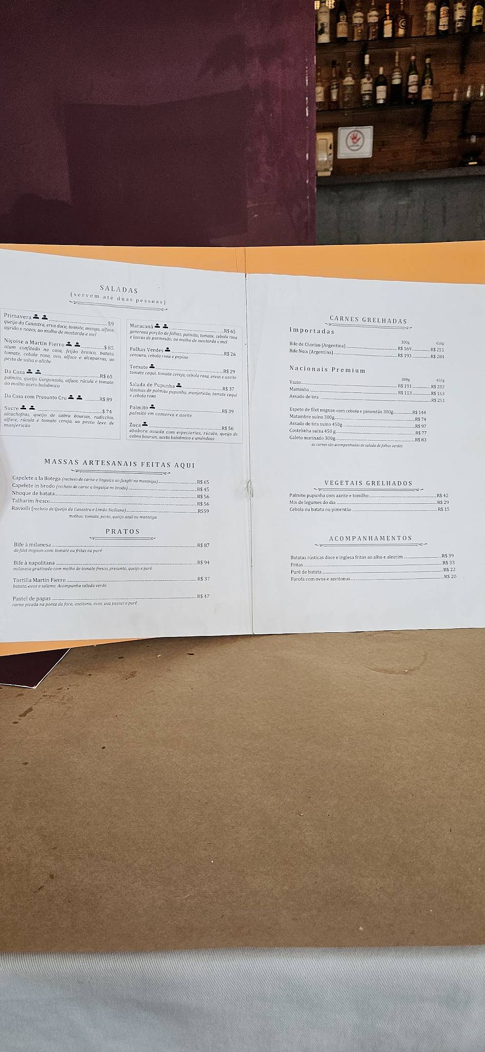 Martín Fierro cardápio