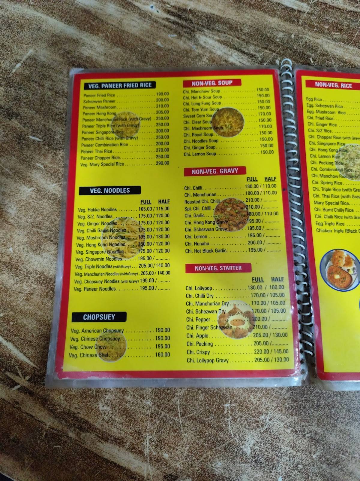Mary Fast Food menu